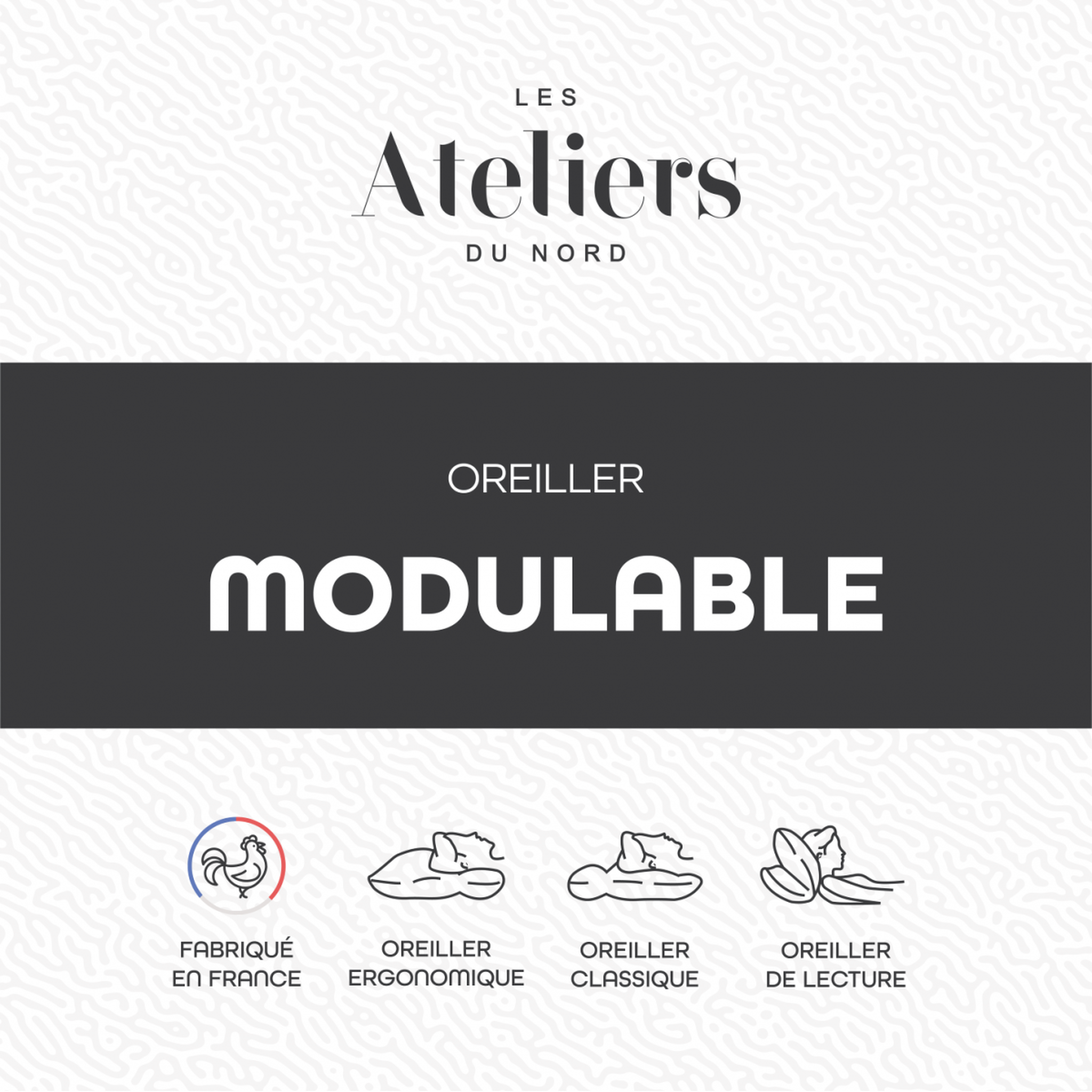 Voir la diapositive 4 : ATELIERS DU NORD Oreiller modulable multi-positions