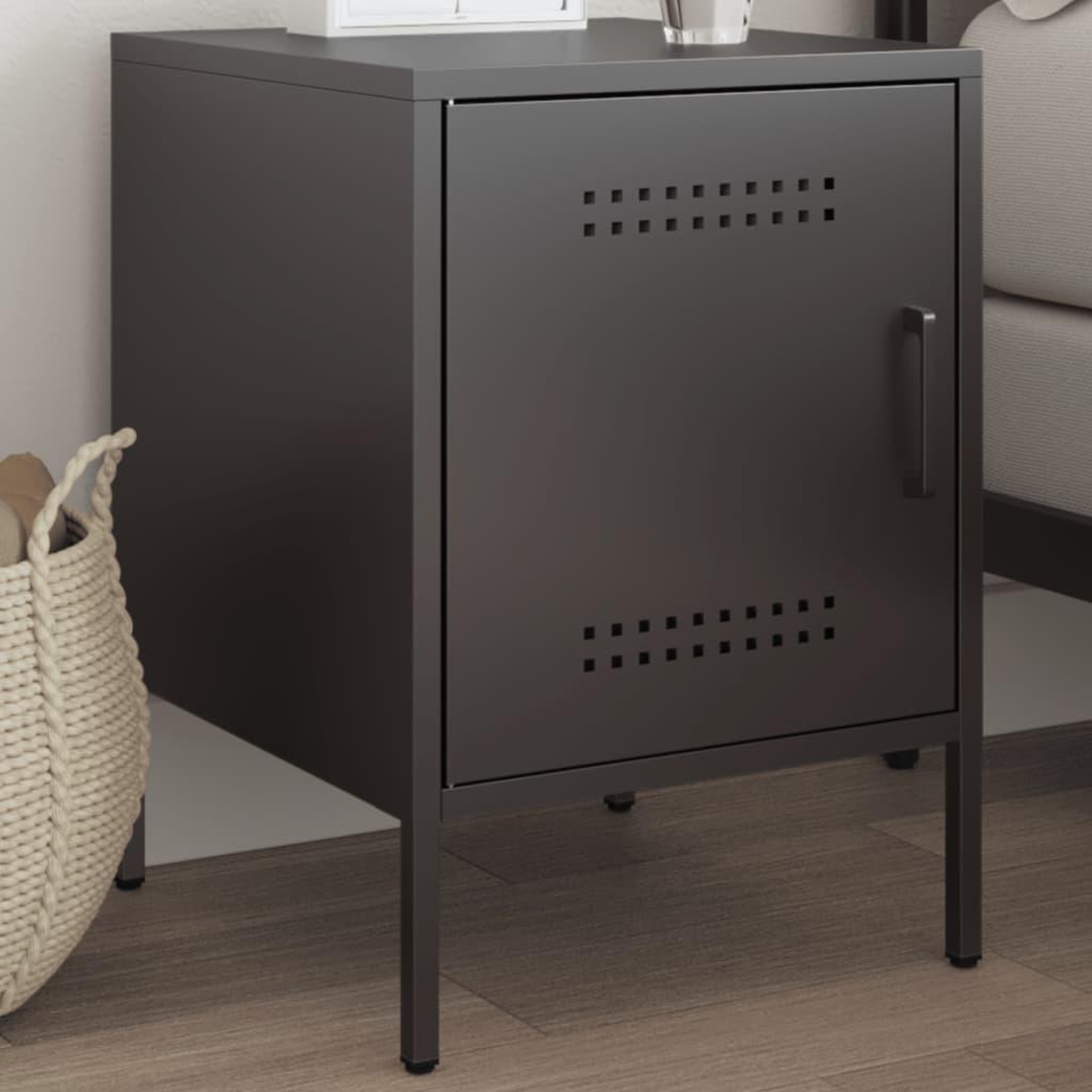VIDAXL Table de chevet noir 36x39x50,5 cm acier