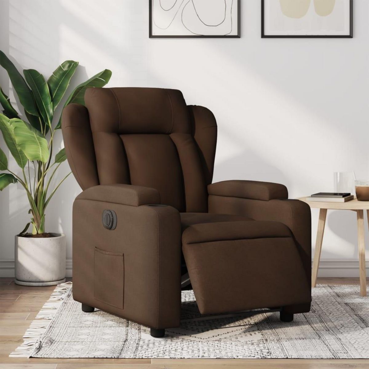 VIDAXL Fauteuil inclinable electrique Marron Tissu