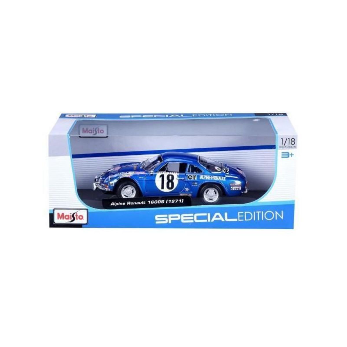 Maisto MAITO Voiture Alpine Renault A110 1/18eme - Decoration Monte Carlo - Bleu