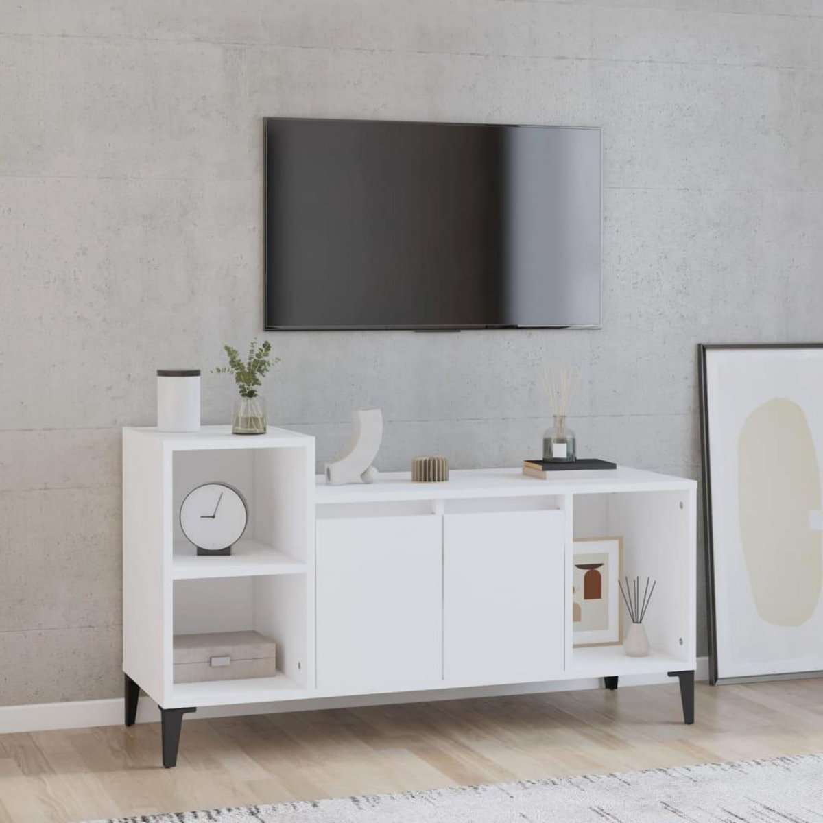 VIDAXL Meuble TV Blanc 100x35x55 cm Bois d'ingenierie