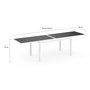 Voir la diapositive 6 : ID MARKET Salon de jardin MADRID table extensible 135-270 CM et 12 chaises empilables blanc et gris