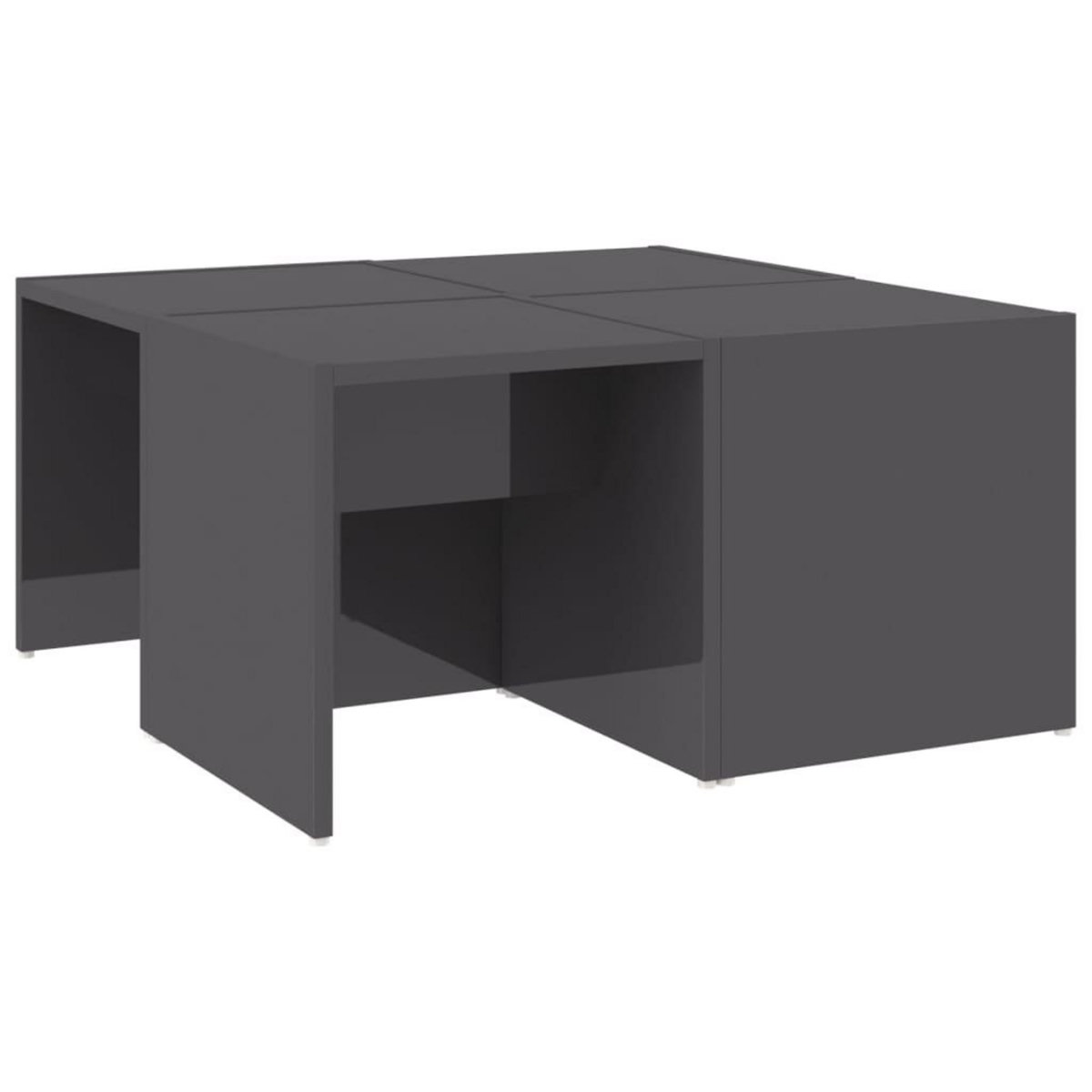 VIDAXL Tables basses 4 pcs gris brillant 33x33x33 cm bois d'ingenierie