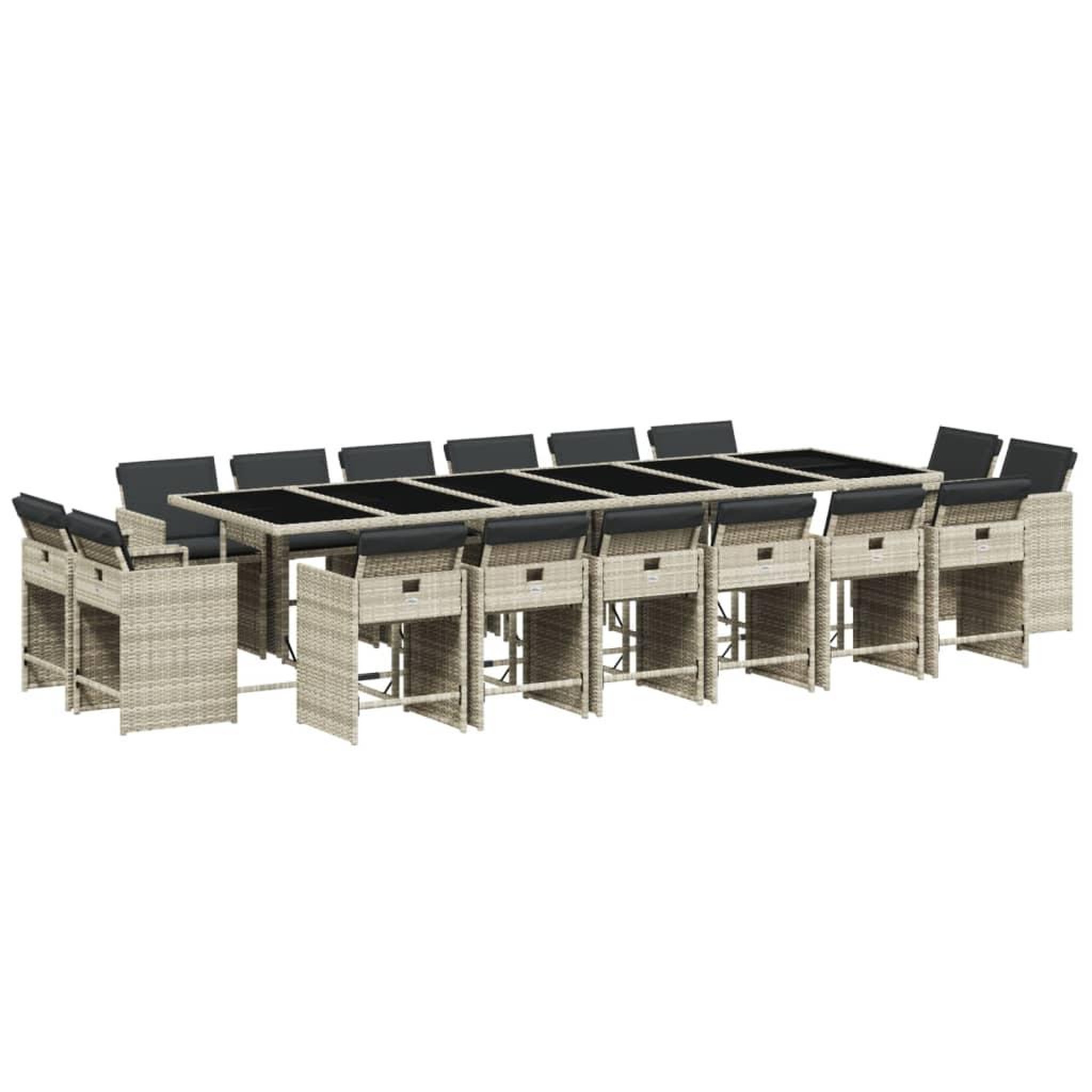 Voir la diapositive 2 : VIDAXL Ensemble a manger de jardin et coussins 17 pcs gris clair rotin
