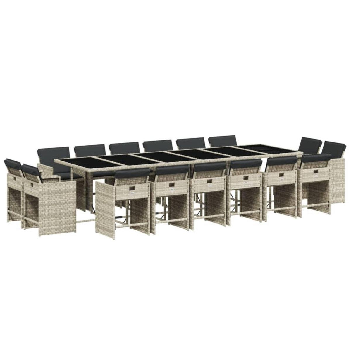 VIDAXL Ensemble a manger de jardin et coussins 17 pcs gris clair rotin