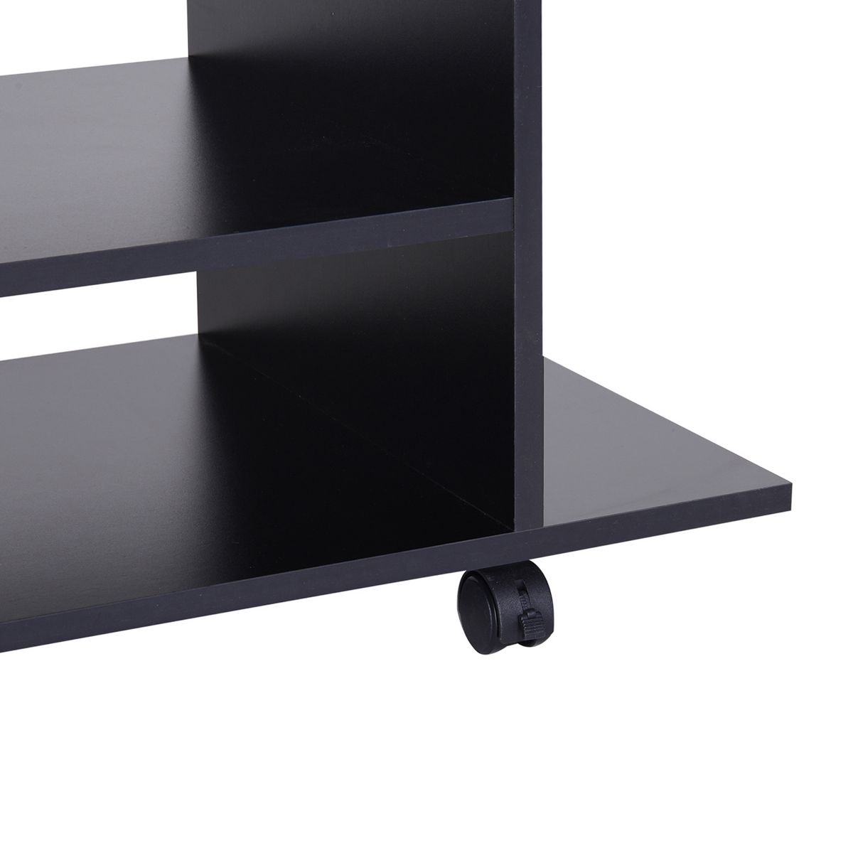 HOMCOM Meuble tv bas table basse a roulettes en panneaux de particules noir