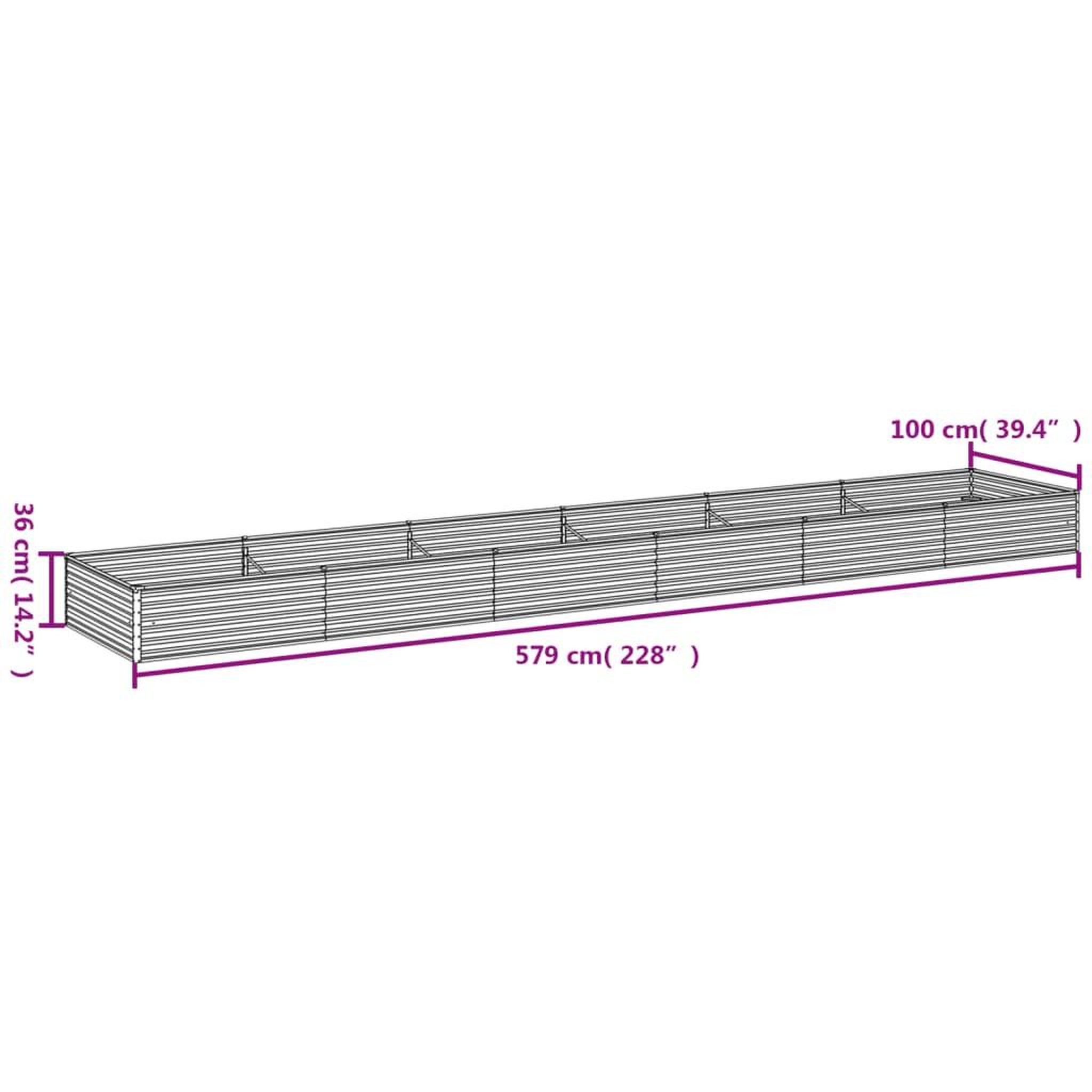 Voir la diapositive 6 : VIDAXL Lit sureleve de jardin 579 x 100 x 36 cm acier corten