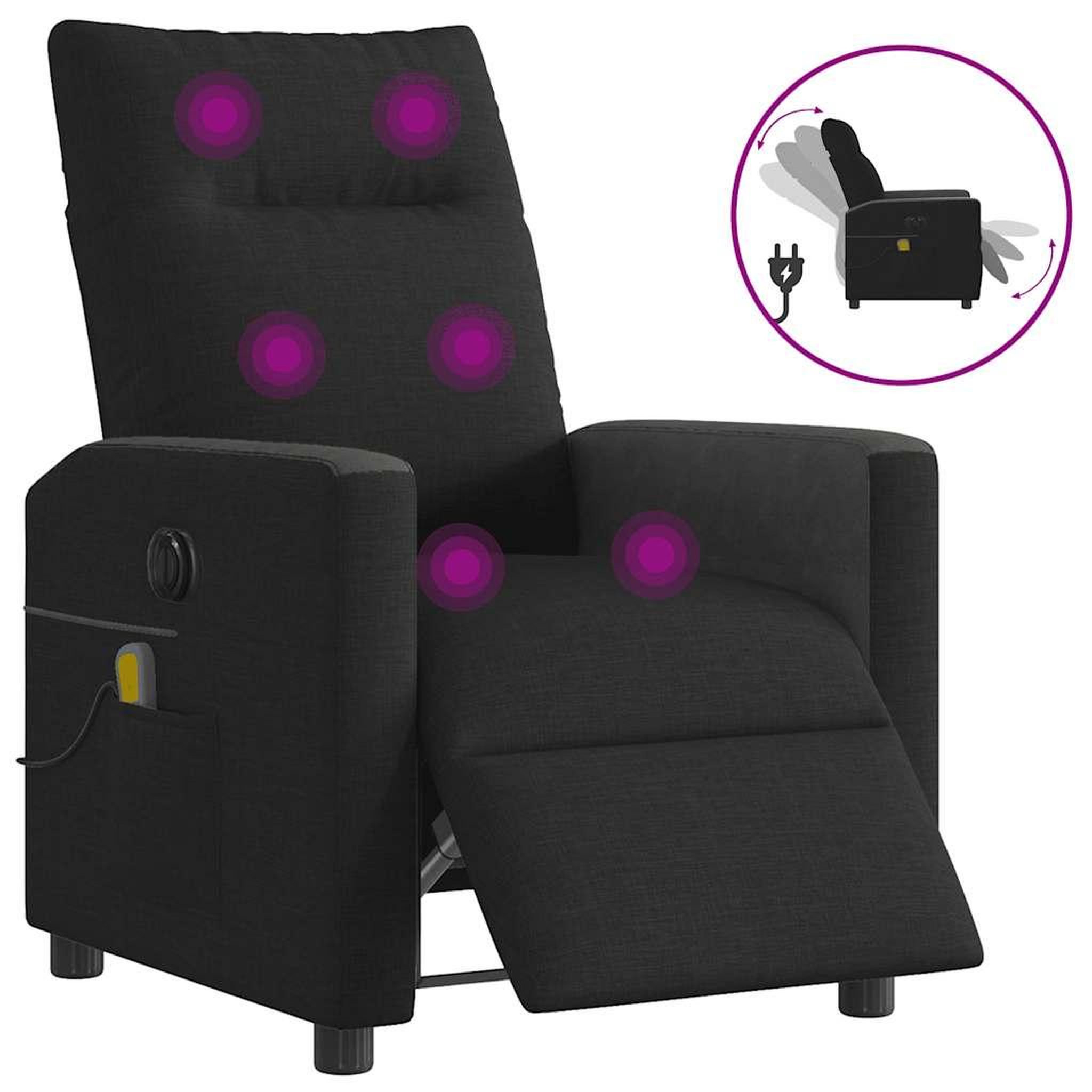 VIDAXL Fauteuil de massage inclinable electrique Noir Tissu