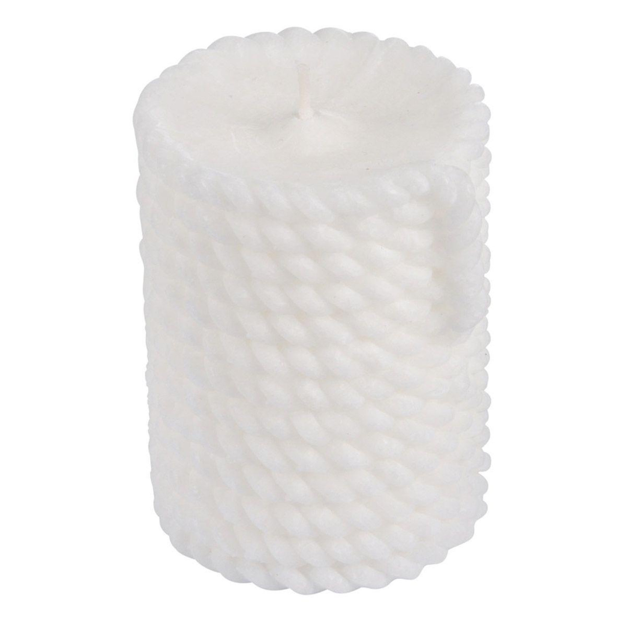 Douceur d'Intérieur Bougie pilier effet cordage  blue wave  8cm blanc