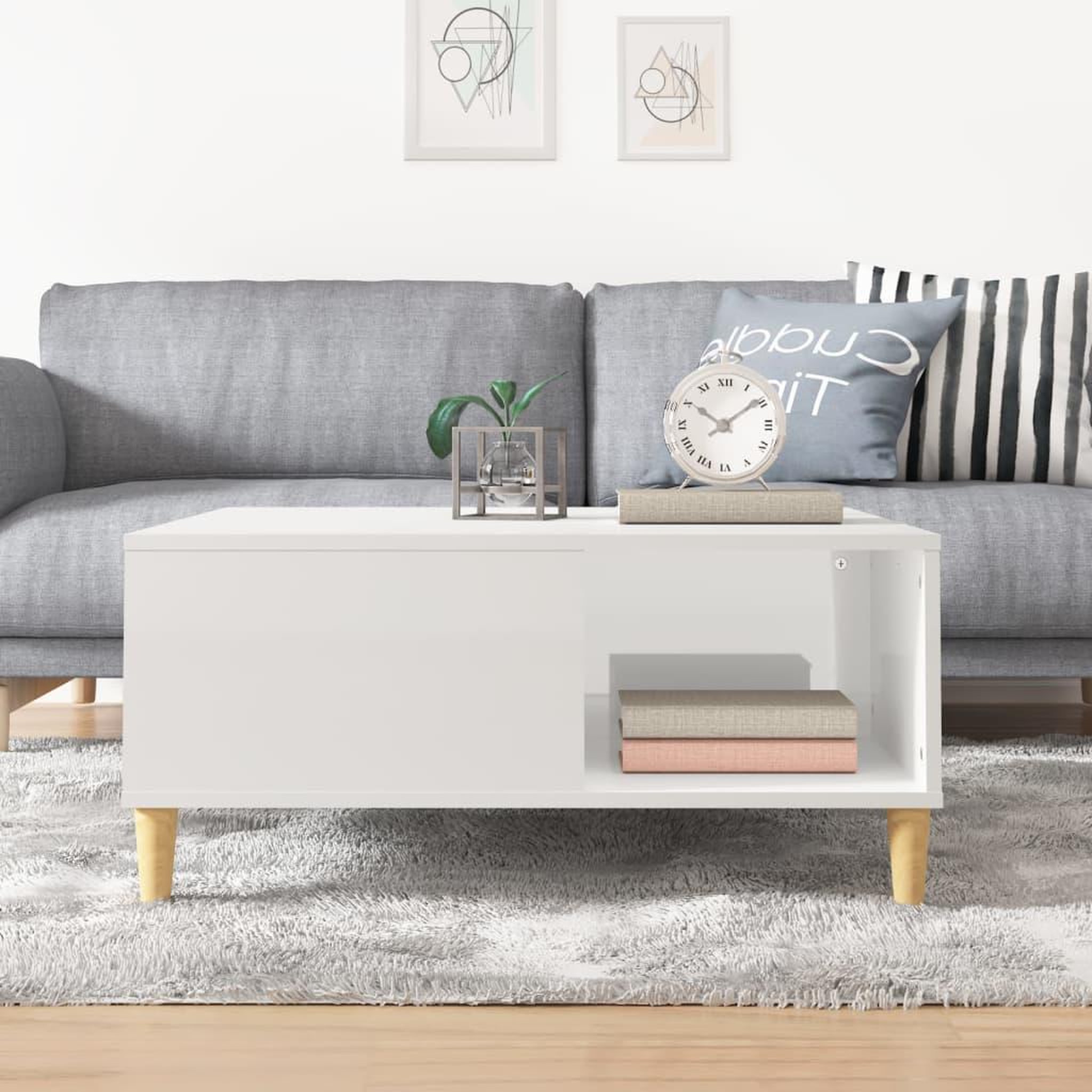 Voir la diapositive 3 : VIDAXL Table basse blanc brillant 80x80x36,5 cm bois d'ingenierie