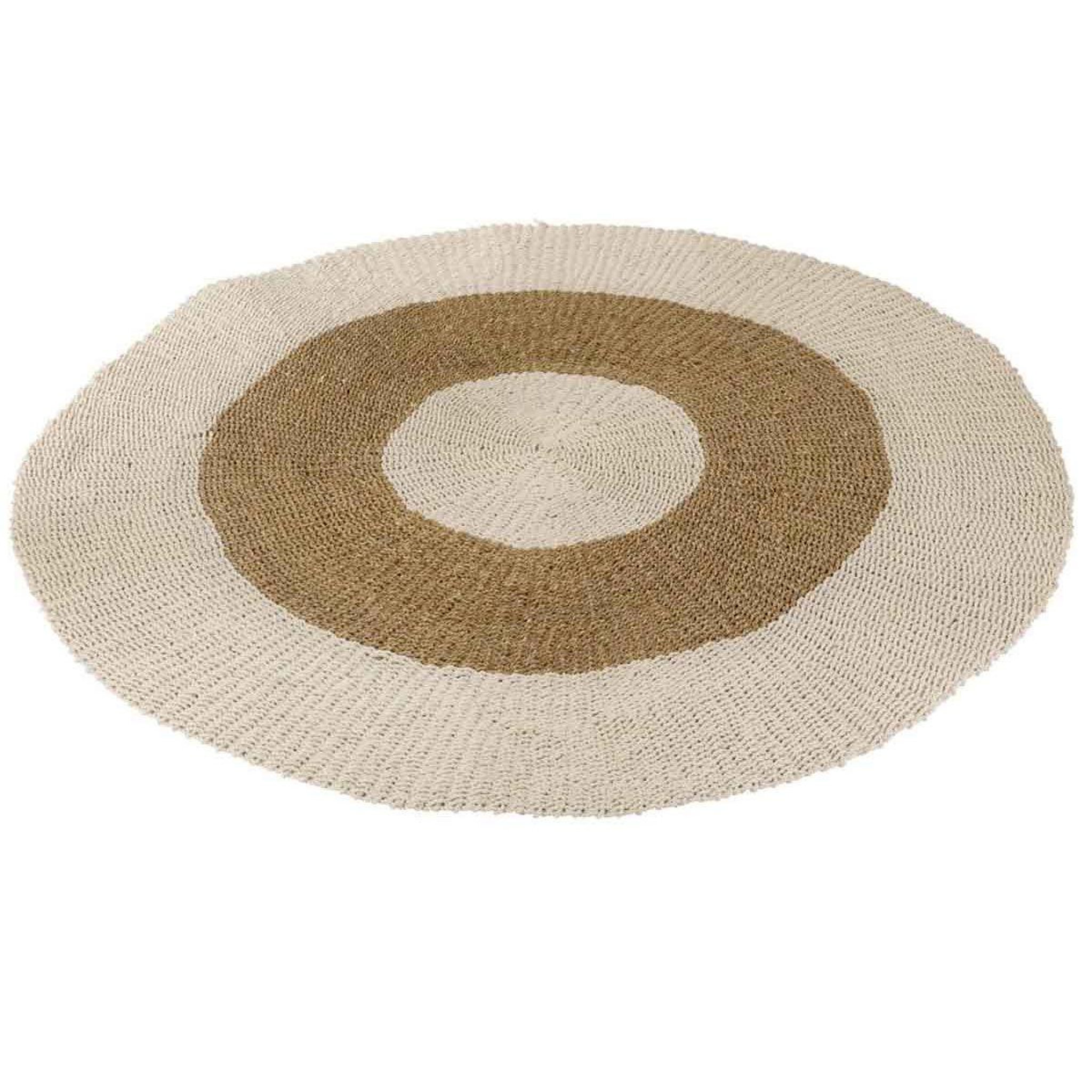 Voir la diapositive 1 : J-LINE Tapis rond déco  zostère  197cm blanc & naturel