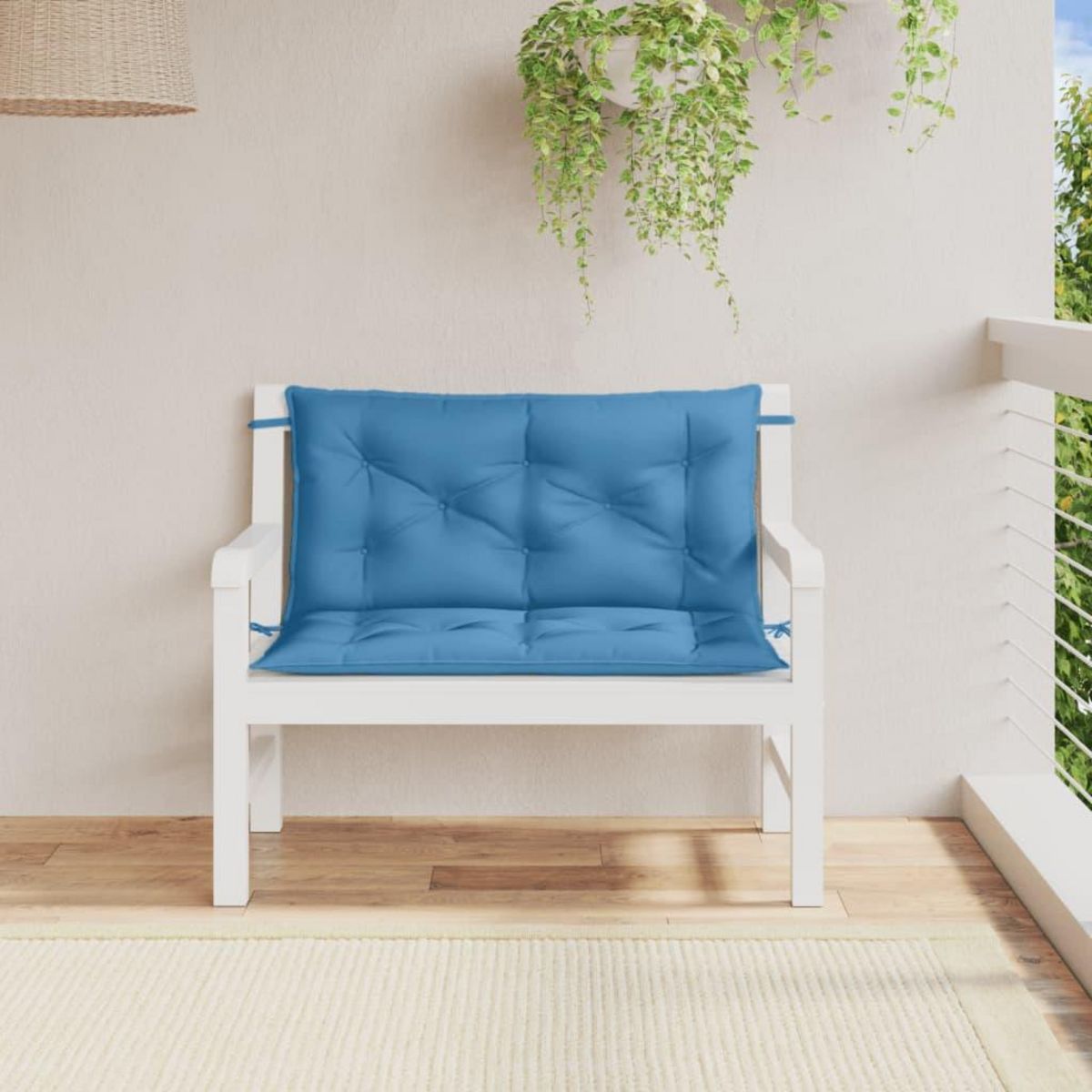VIDAXL Coussins de banc de jardin lot de 2 bleu melange tissu