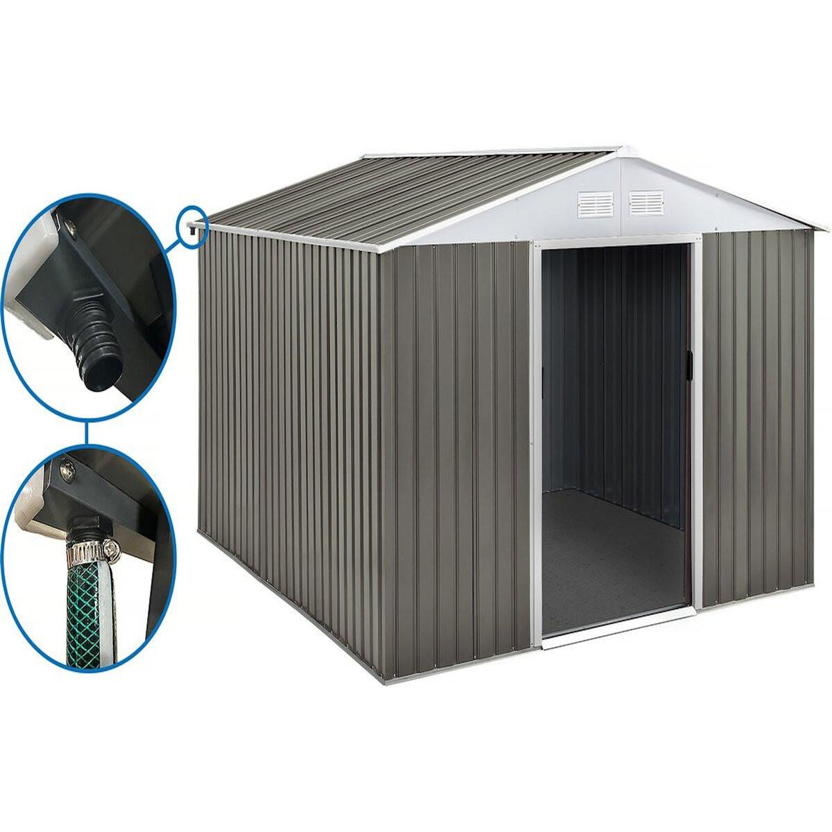 Habitat et Jardin Abri jardin métal  Dallas  - 12,99 m² avec gouttière - Taupe