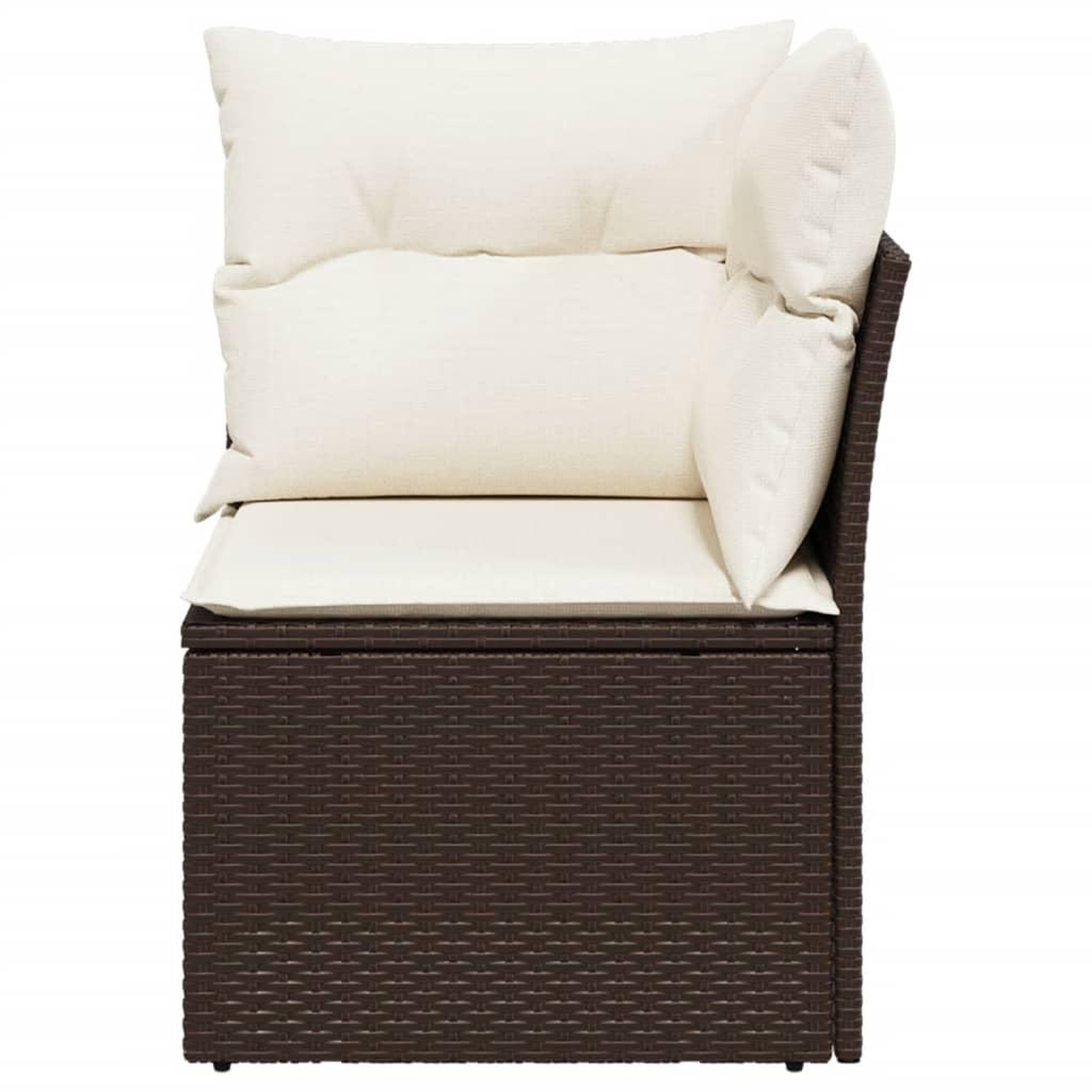 Voir la diapositive 4 : VIDAXL Canape d'angle de jardin avec coussins marron resine tressee