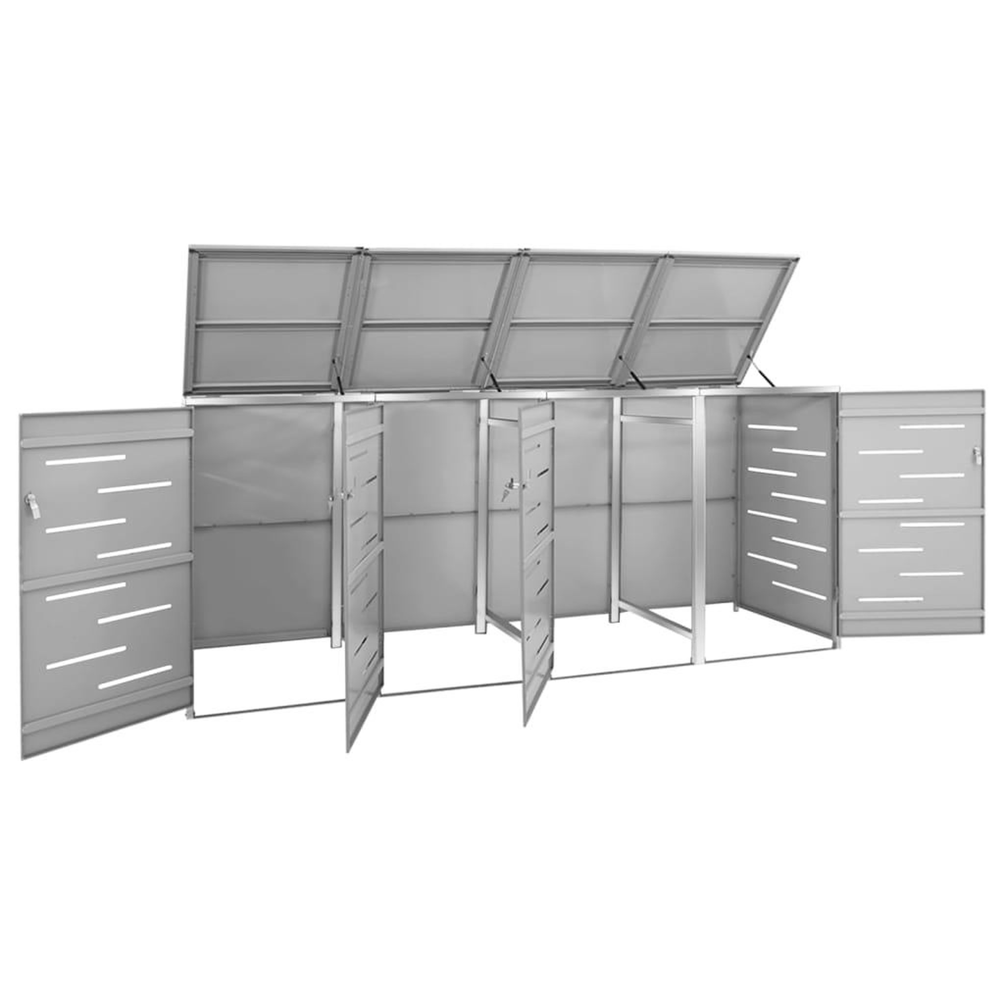 Voir la diapositive 3 : VIDAXL Abri pour quatre poubelles 276,5x77,5x112,5 cm Inox