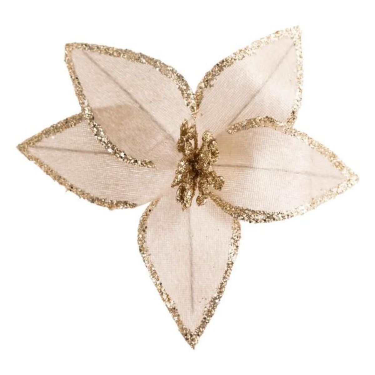 ATMOSPHERA Sujet de Noël  Poinsettia Glitter  17cm Beige