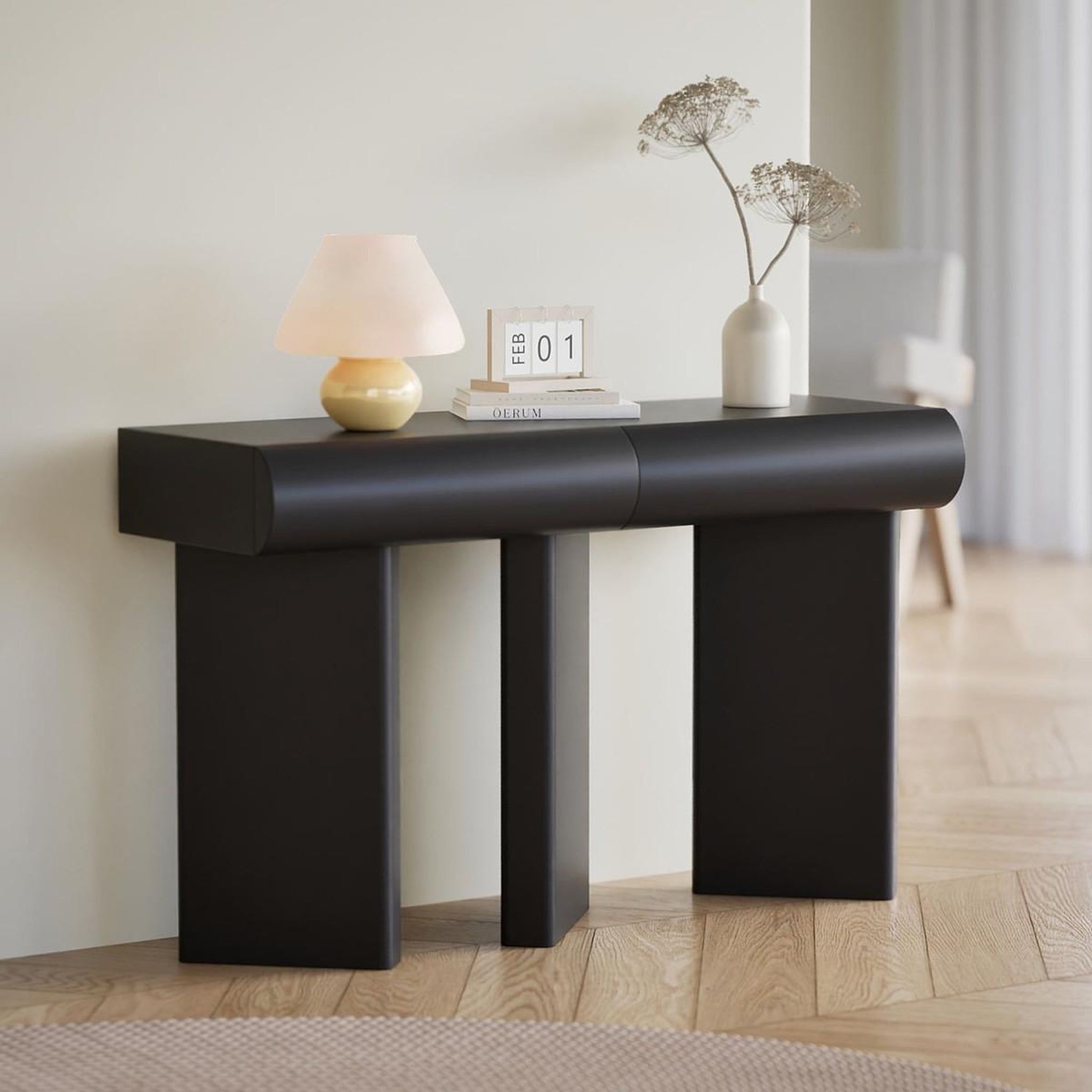 Voir la diapositive 5 : Paris Prix Console design 2 tiroirs  sherazade  121cm noir