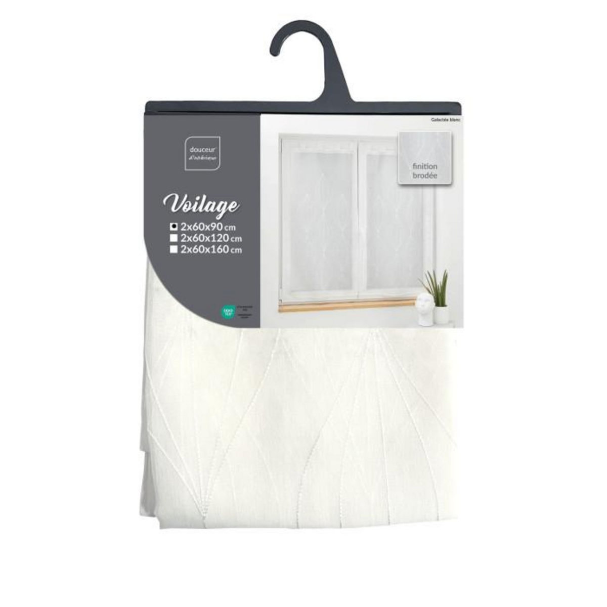 Paris Prix Paire de Voilages Brodés  Galactee  60x90cm Blanc