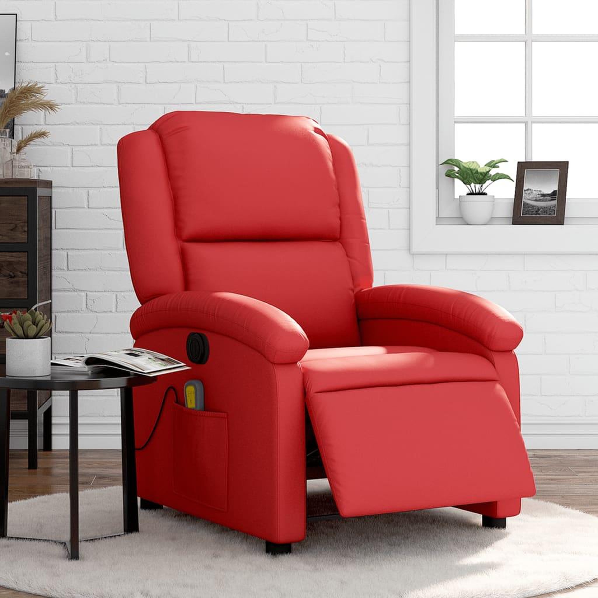 VIDAXL Fauteuil de massage inclinable electrique rouge similicuir