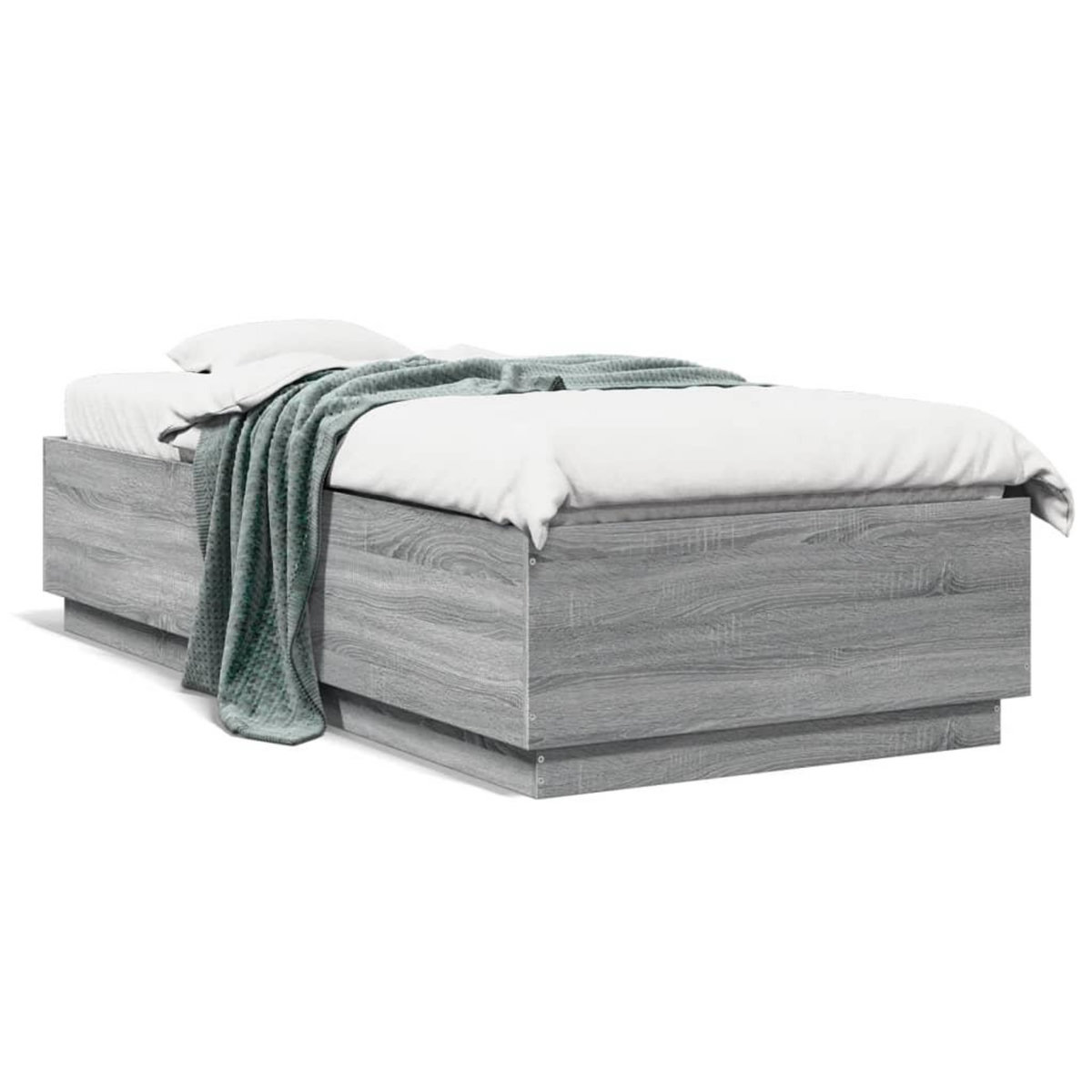 VIDAXL Cadre de lit avec LED sans matelas sonoma gris 90x200 cm