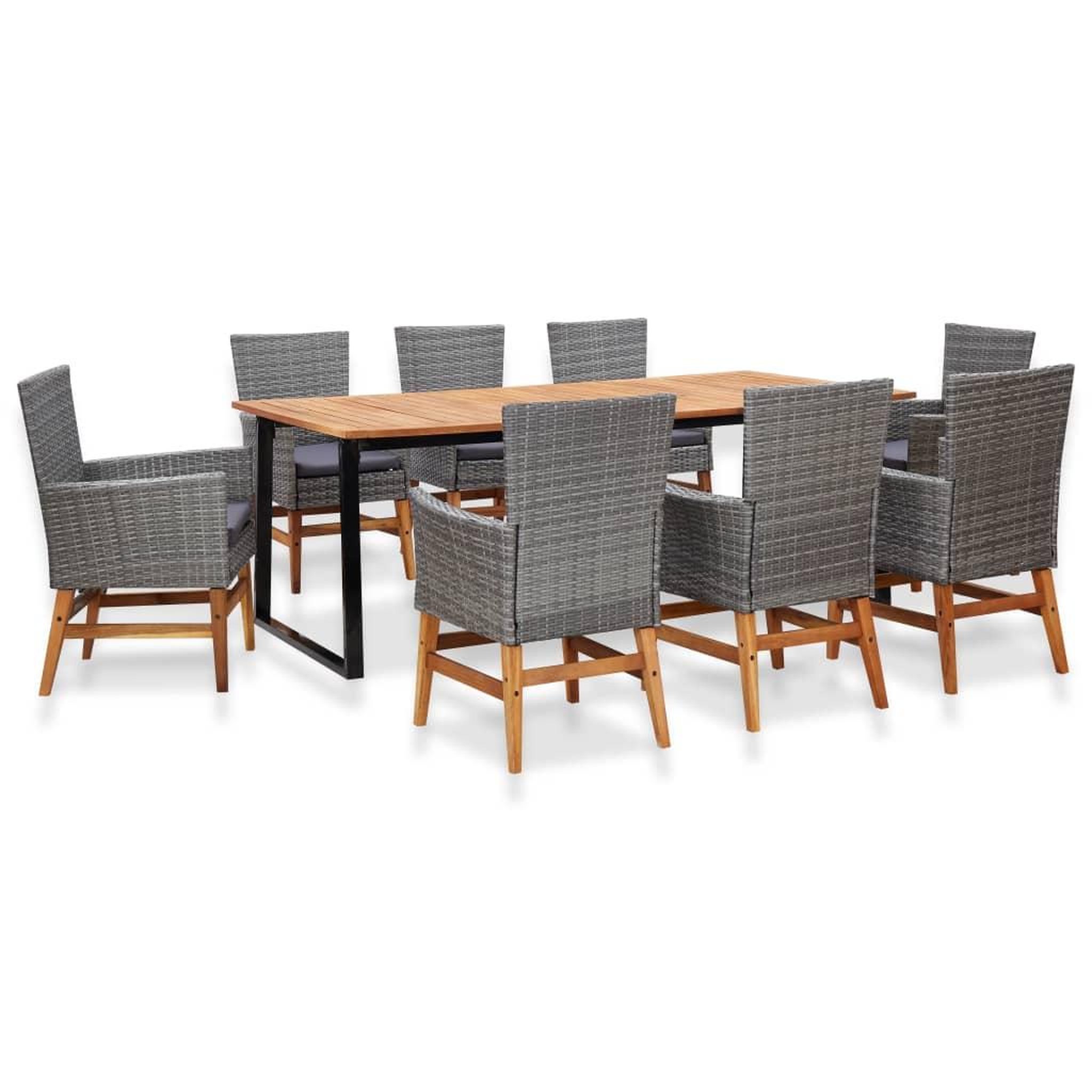 Voir la diapositive 1 : VIDAXL Mobilier d'exterieur 9 pcs resine tressee et bois d'acacia gris