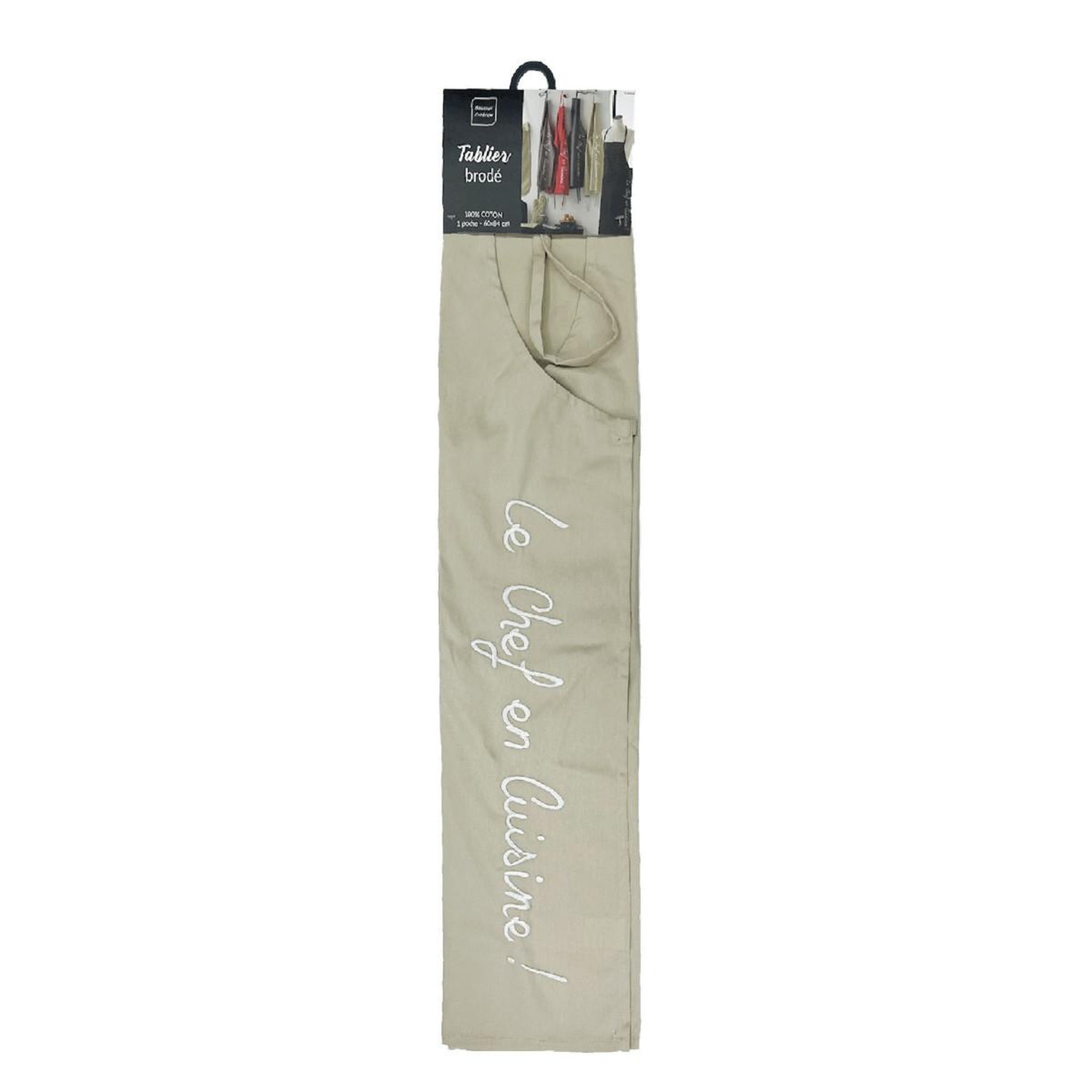 Voir la diapositive 3 : Douceur d'Intérieur Tablier de Cuisine Brodé  Cuistot  84cm Lin