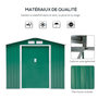 Voir la diapositive 4 : OUTSUNNY Abri de jardin - remise pour outils - cabanon porte verrouillable - dim. 213L x 130l x 185H cm - tôle d'acier vert