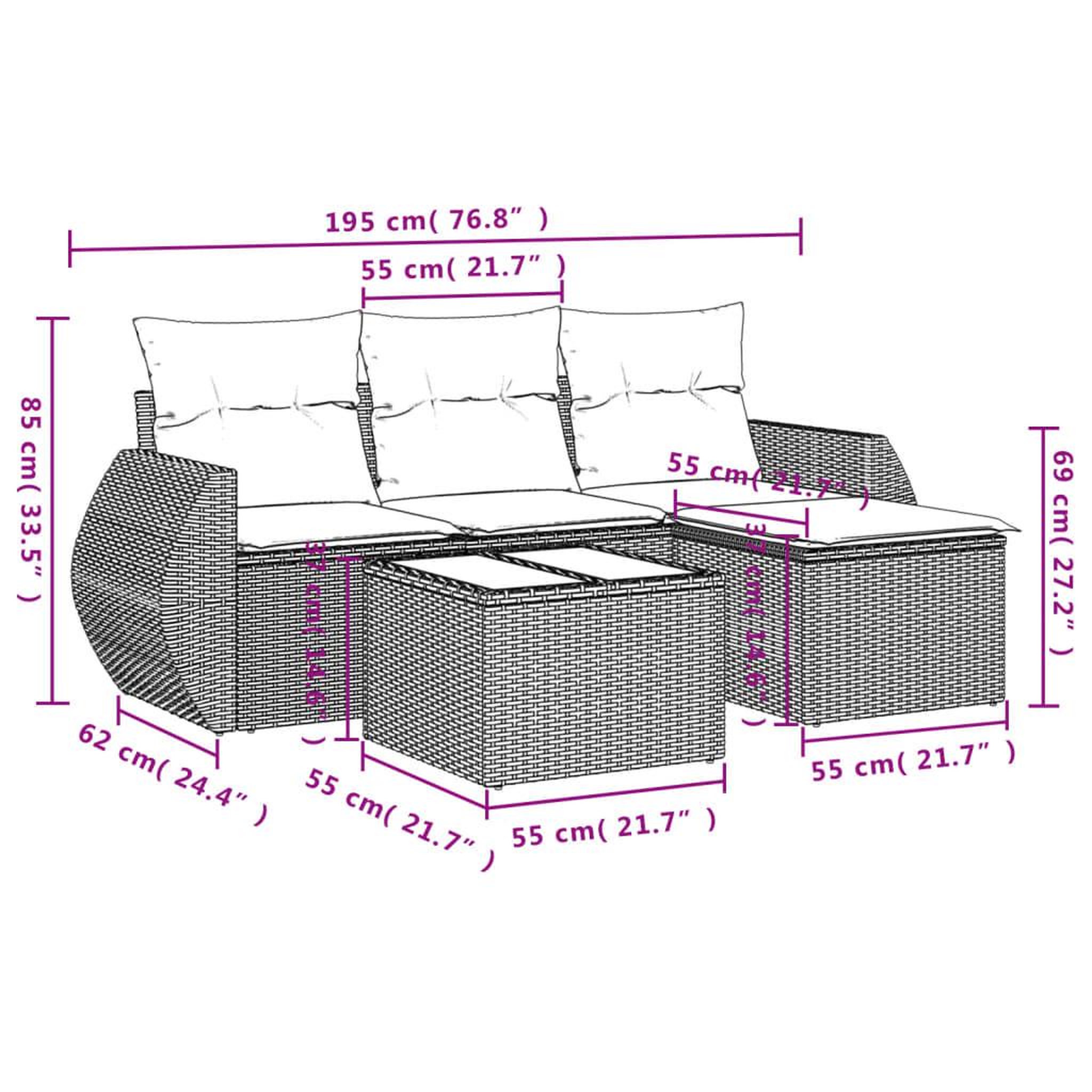 Voir la diapositive 3 : VIDAXL Salon de jardin avec coussins 5 pcs beige resine tressee