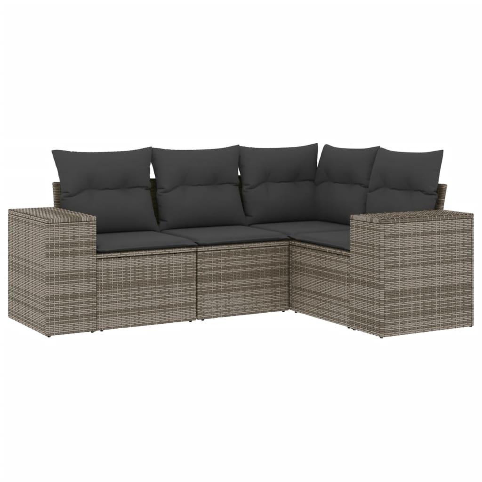 Voir la diapositive 2 : VIDAXL Salon de jardin 4 pcs avec coussins gris resine tressee