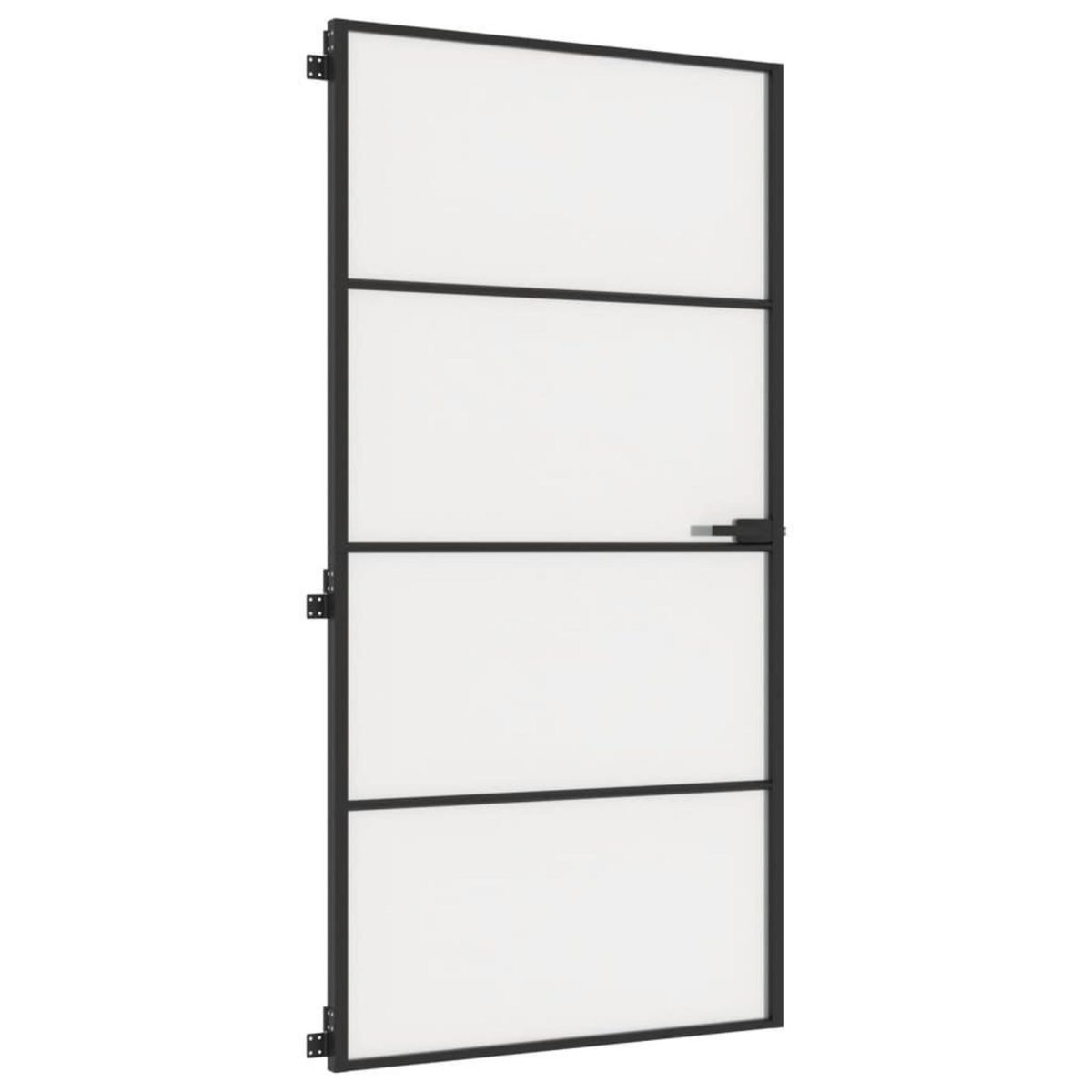 VIDAXL Porte interieure mince noir verre trempe aluminium