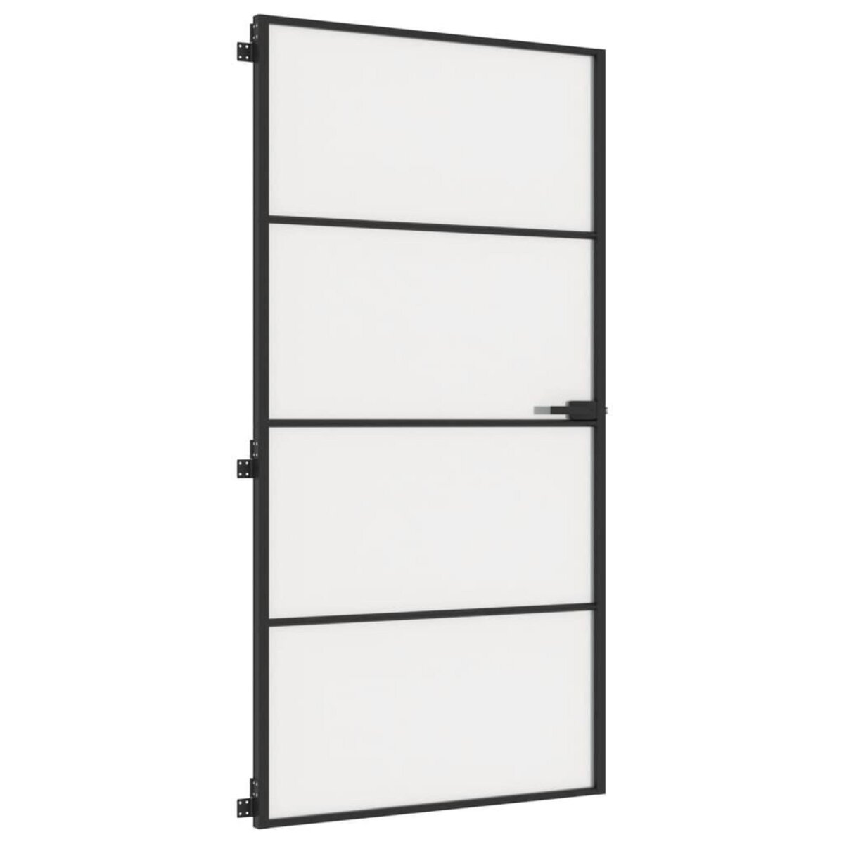 VIDAXL Porte interieure mince noir verre trempe aluminium