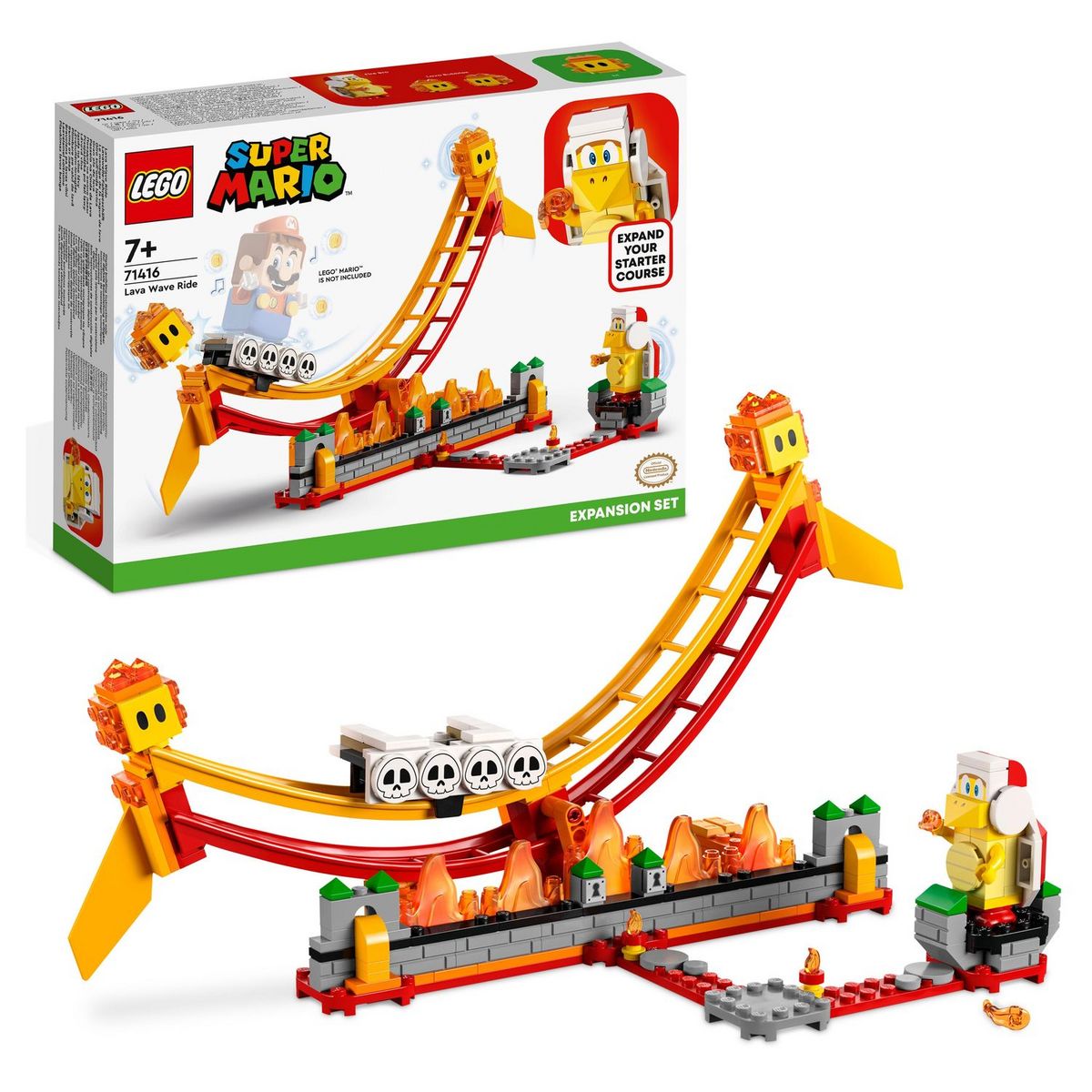 LEGO Super Mario 10586 Ensemble d'extension Le manège de la vague de lave, avec Figurines Frère Pyro et Bulle de Lave, Jouet à Combiner avec Pack de Démarrage