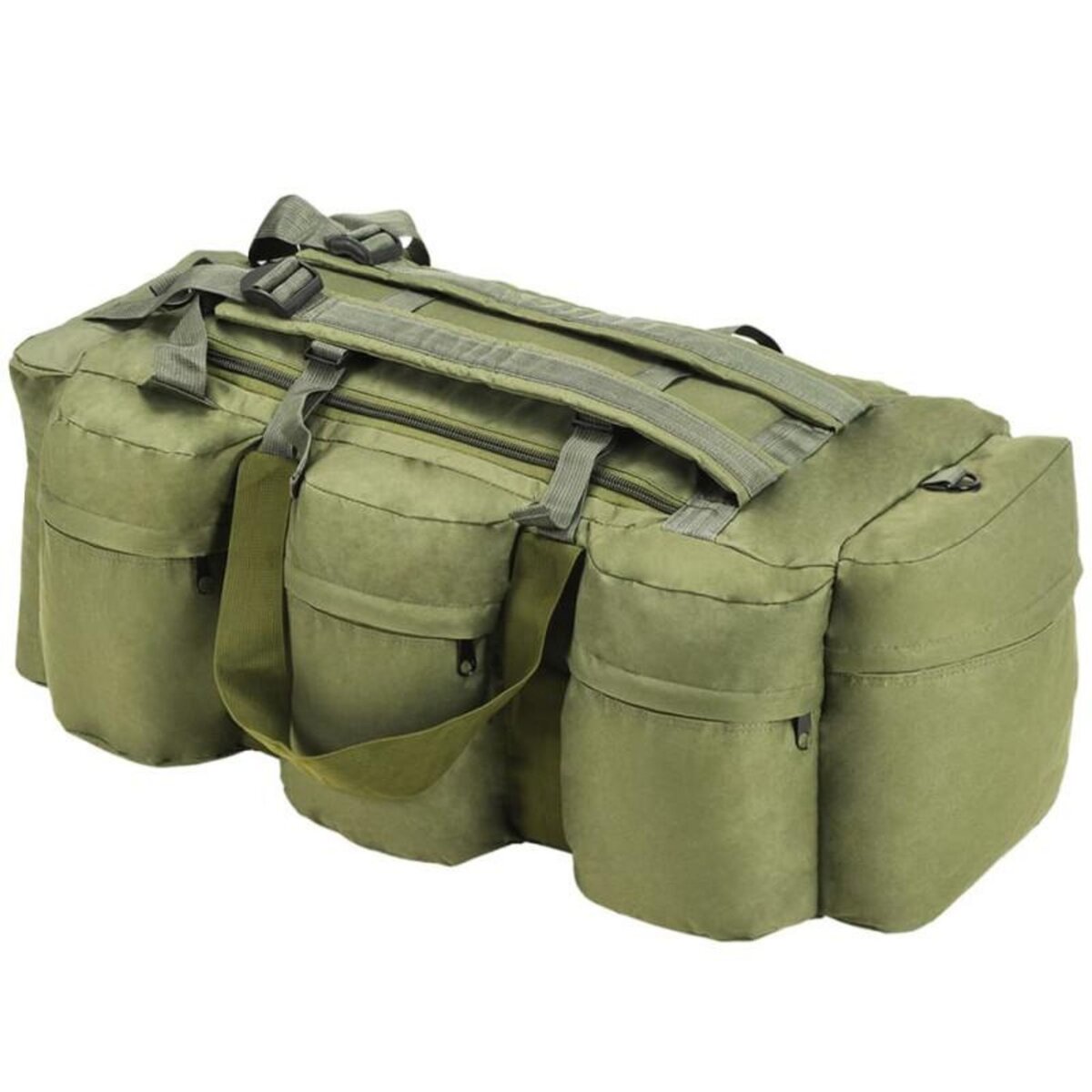 VIDAXL Sac de sport style militaire 3 en 1 90 L Vert olive