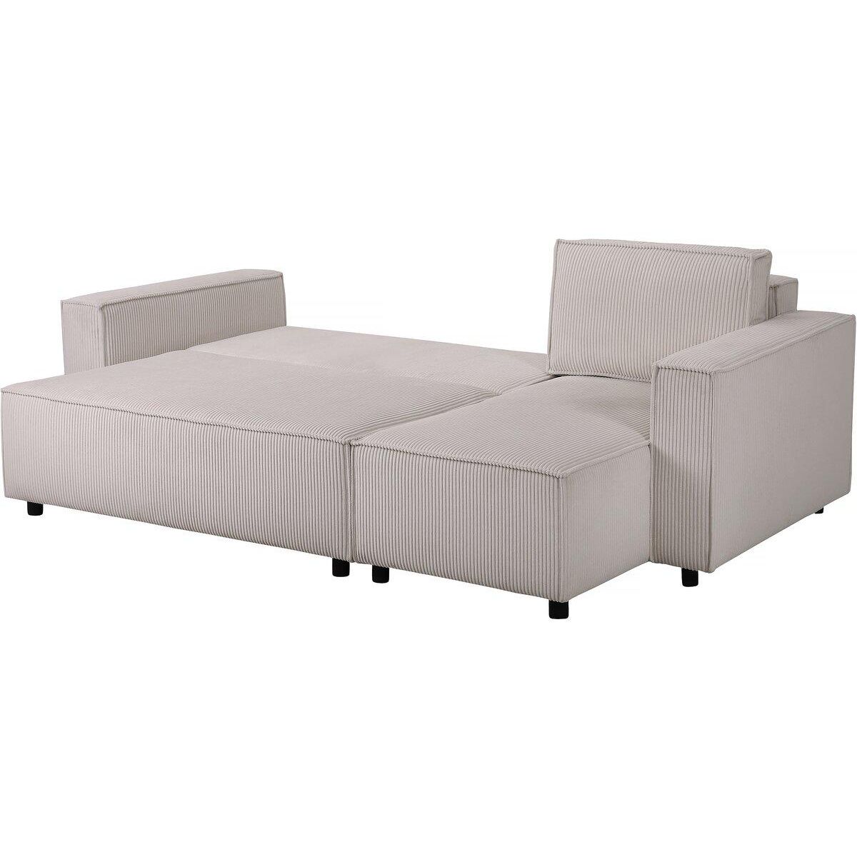 Habitat et Jardin Canapé d'angle en velours côtelé  Montaigne S  - 3 places - Beige