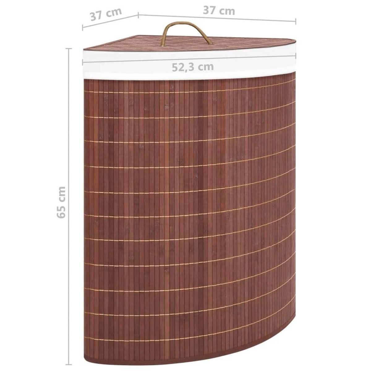 VIDAXL Panier a linge d'angle Bambou Marron 60 L