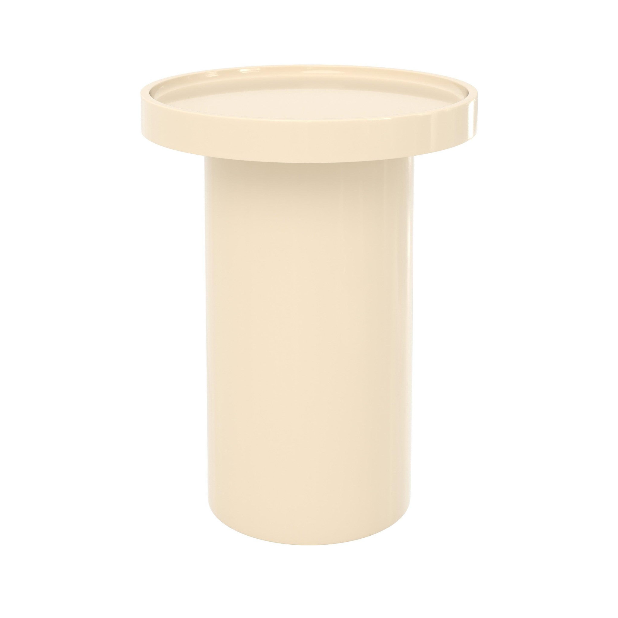 MAISON PAVANE Table d'appoint laquée blanche en mdf, d40 cm-nora