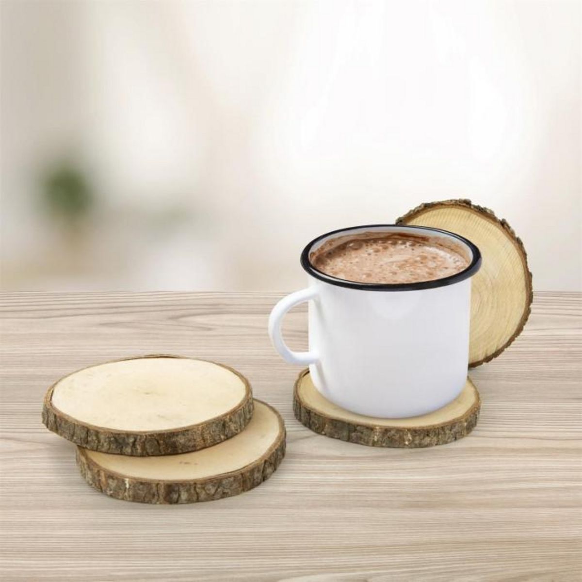 Paris Prix Lot de 4 Dessous de Verre  Rondin  11cm Naturel
