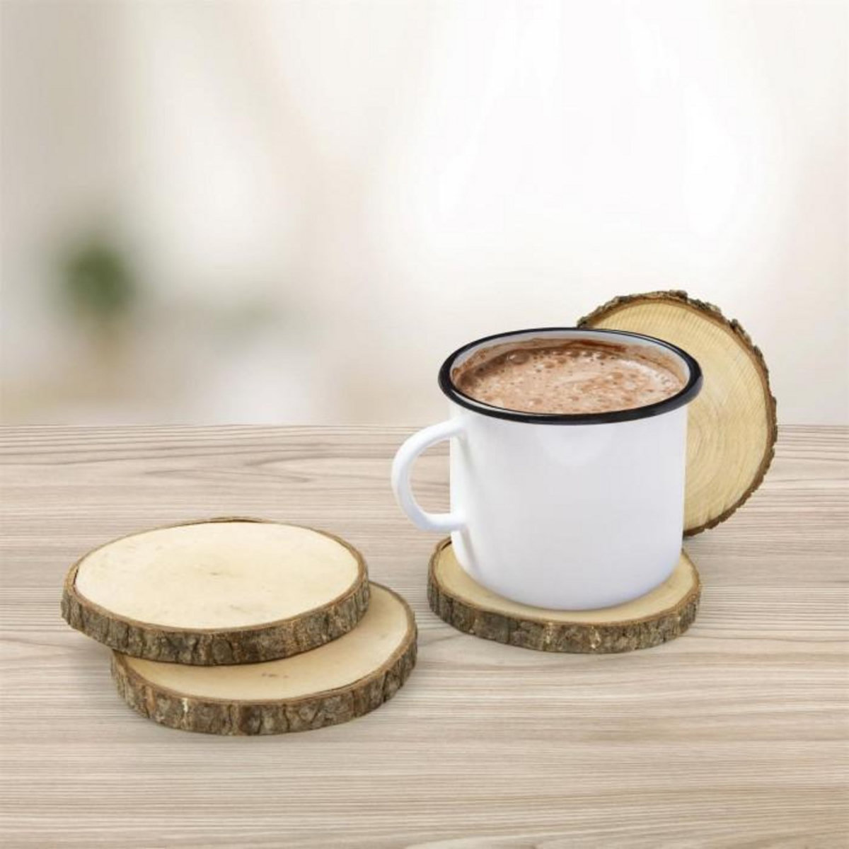 Paris Prix Lot de 4 Dessous de Verre  Rondin  11cm Naturel