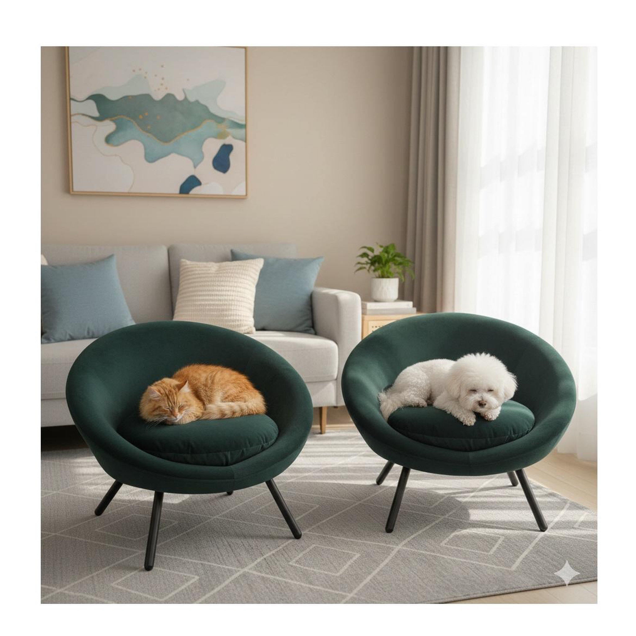Voir la diapositive 3 : Eden Fauteuil pour chien ou chat sofa vert