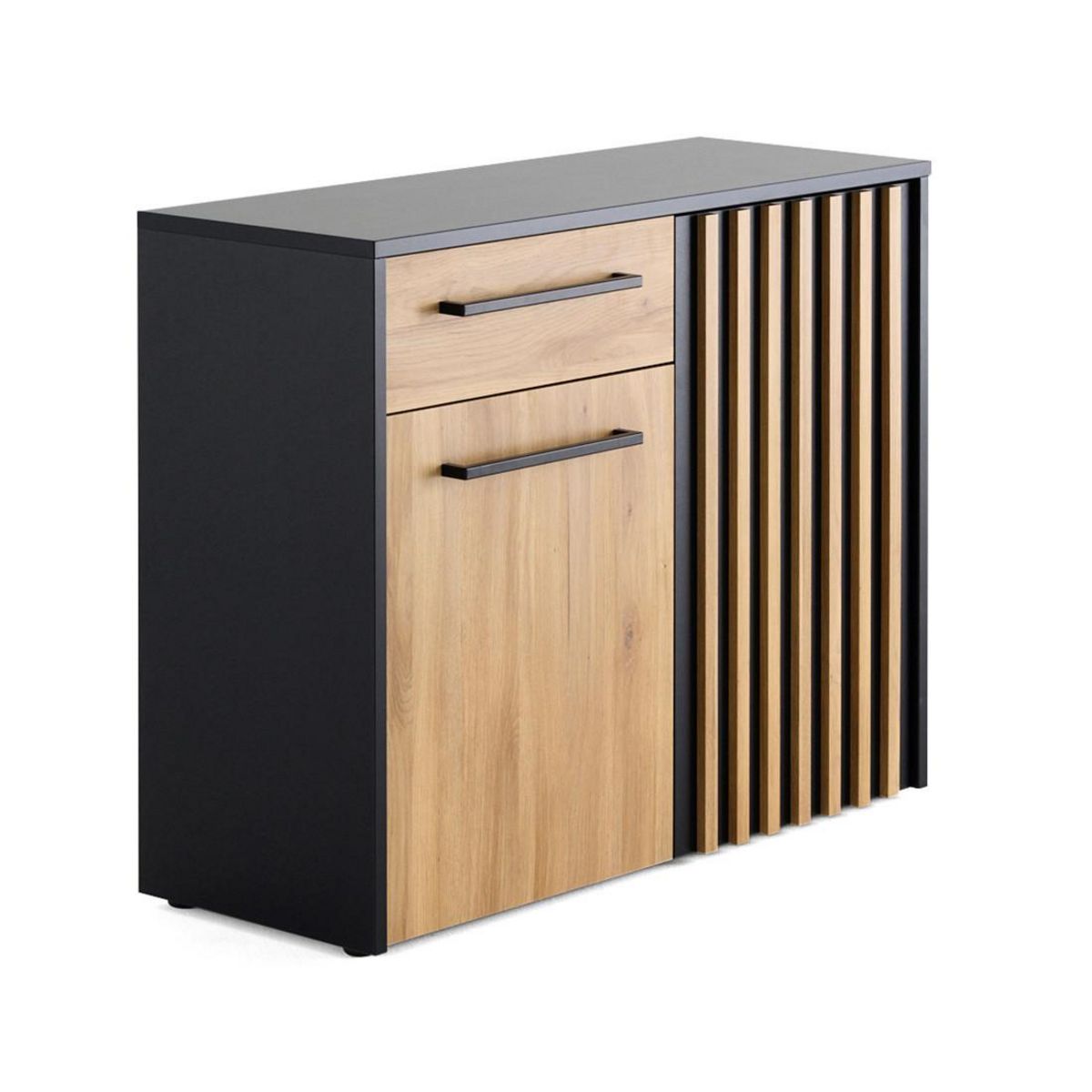 BEST MOBILIER Varna - buffet bas - bois et noir - 110 cm