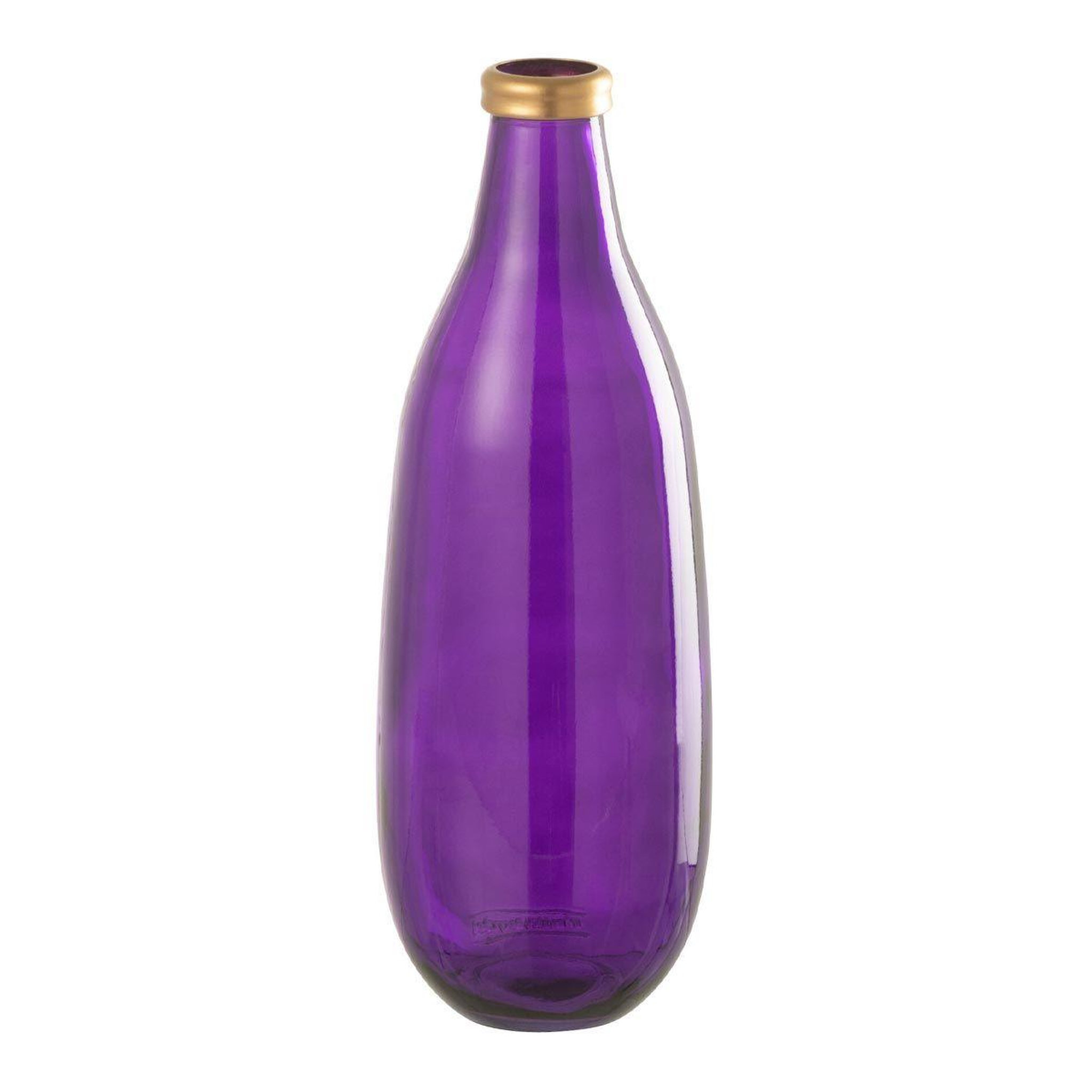 Voir la diapositive 1 : J-LINE Vase déco en verre  mandie  40cm mauve