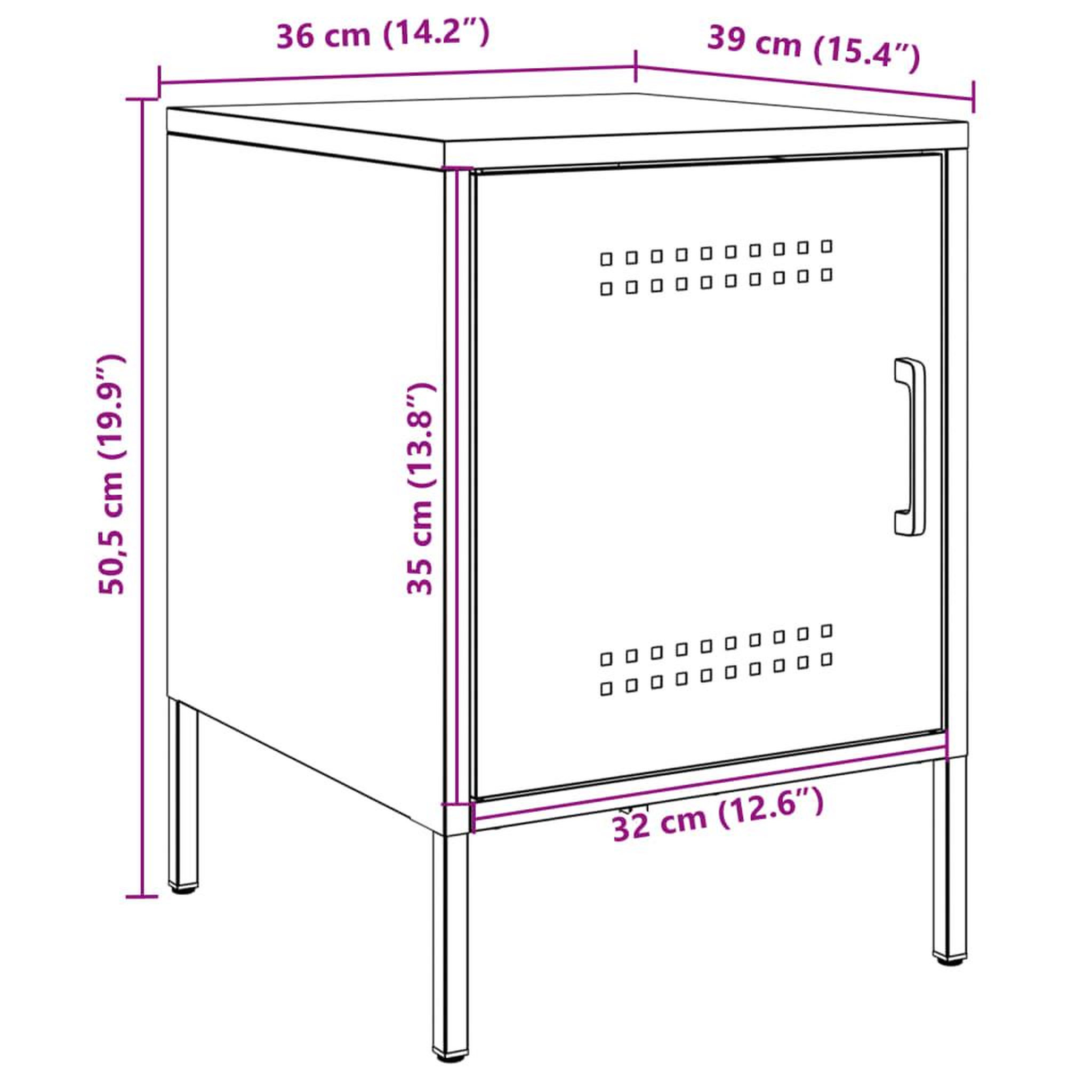 Voir la diapositive 6 : VIDAXL Table de chevet noir 36x39x50,5 cm acier