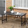 Voir la diapositive 2 : OUTSUNNY Table de jardin pliable 4 personnes table de camping pliable hauteur réglable acier époxy plateau HDPE aspect bois gris