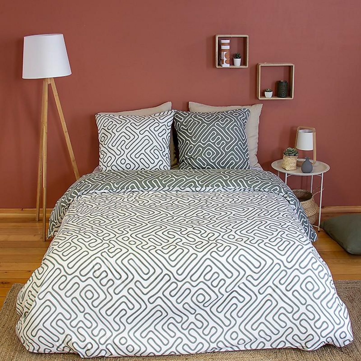 Home collection Parure de couette 3 pcs 240x220 100% microfibre, parchemin