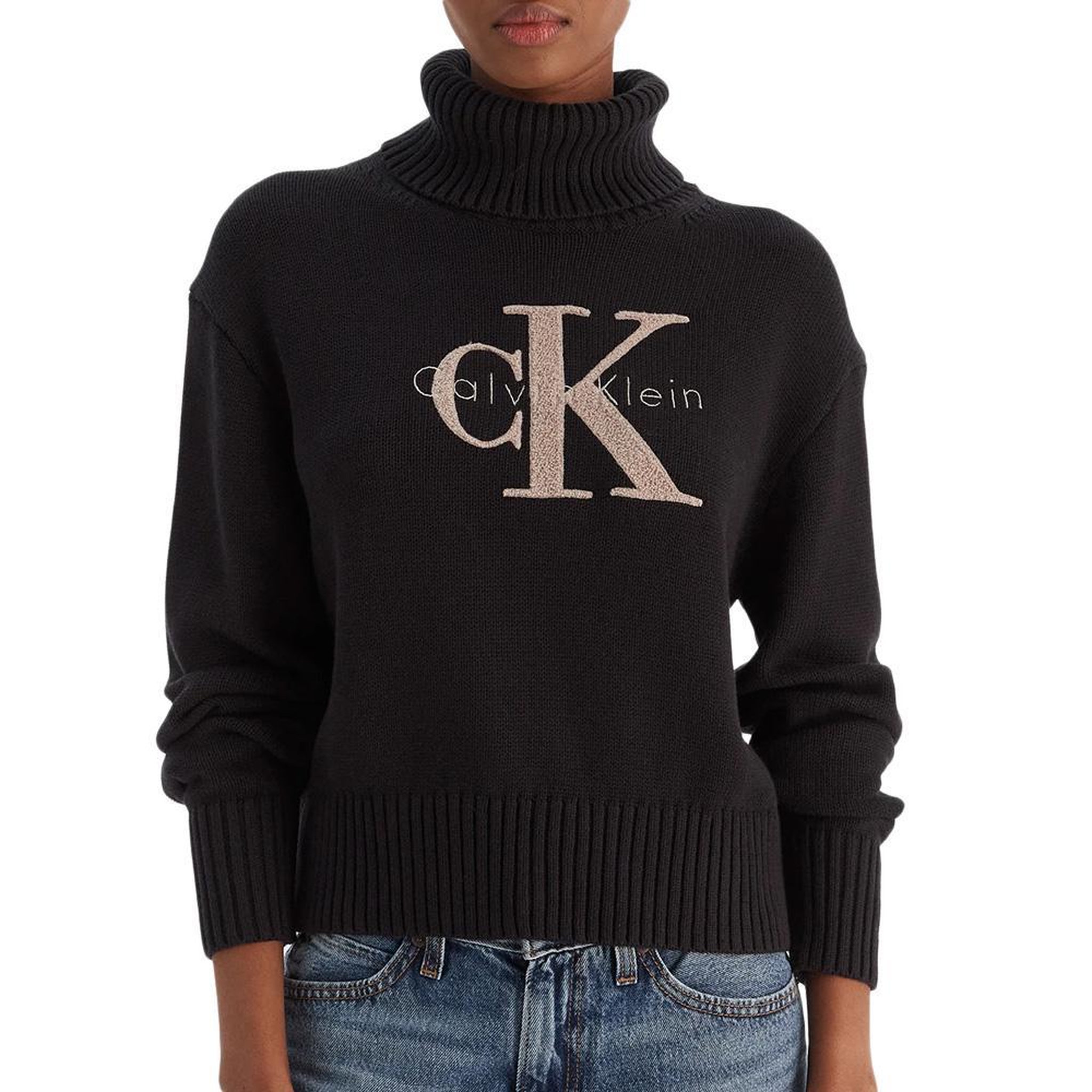 CALVIN KLEIN JEANS Pull Noir Femme Calvin Klein Jeans Chenille. Coloris disponibles : Noir