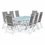  Salon de jardin en aluminium table 8 places textilène fauteuil
