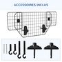Voir la diapositive 6 : PAWHUT Barrière grille de séparation universelle voiture pour chien réglable 90-120L x 40H cm kit complet installation inclus noir