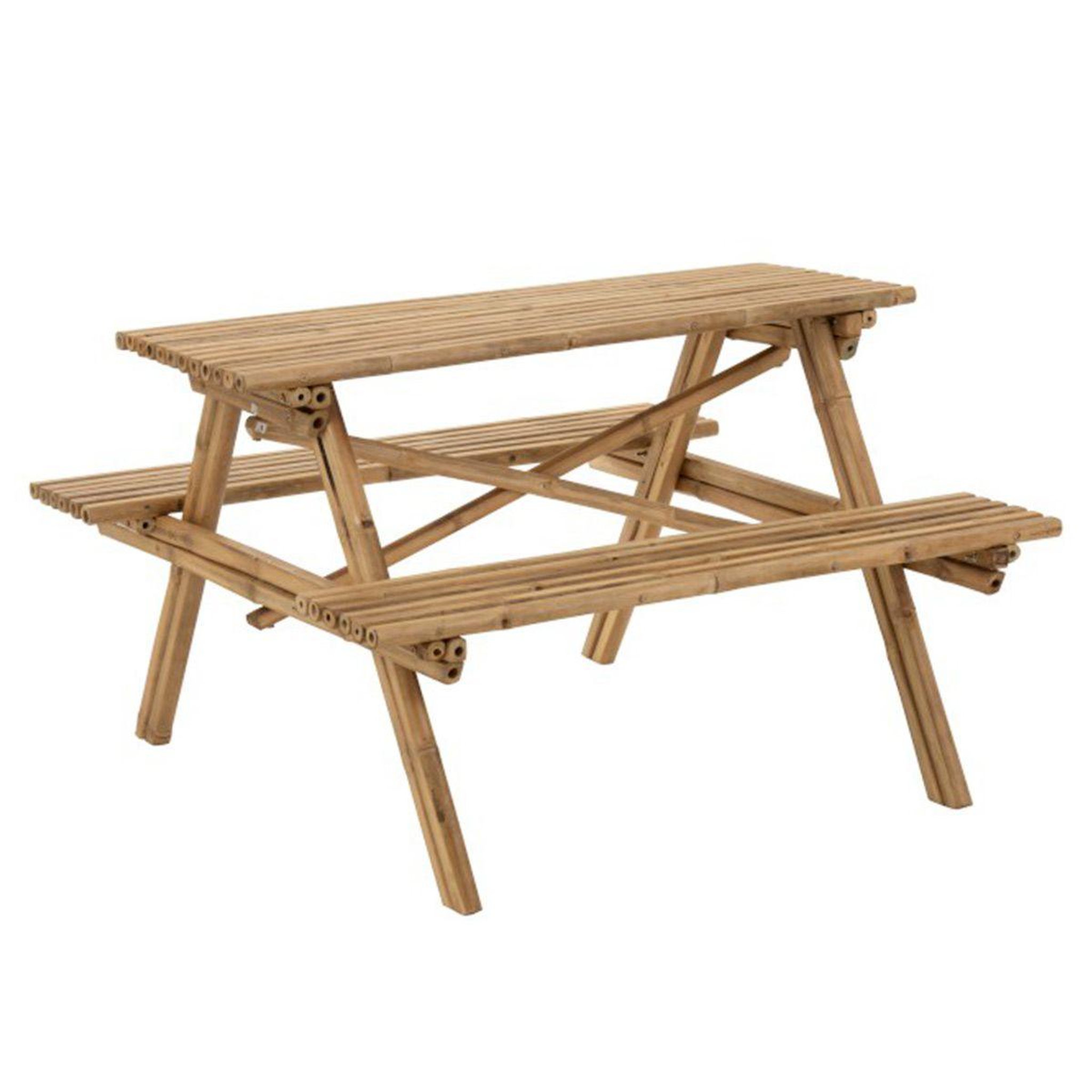 Voir la diapositive 1 : J-LINE Table de Jardin & 2 Bancs  Paradis  134cm Naturel