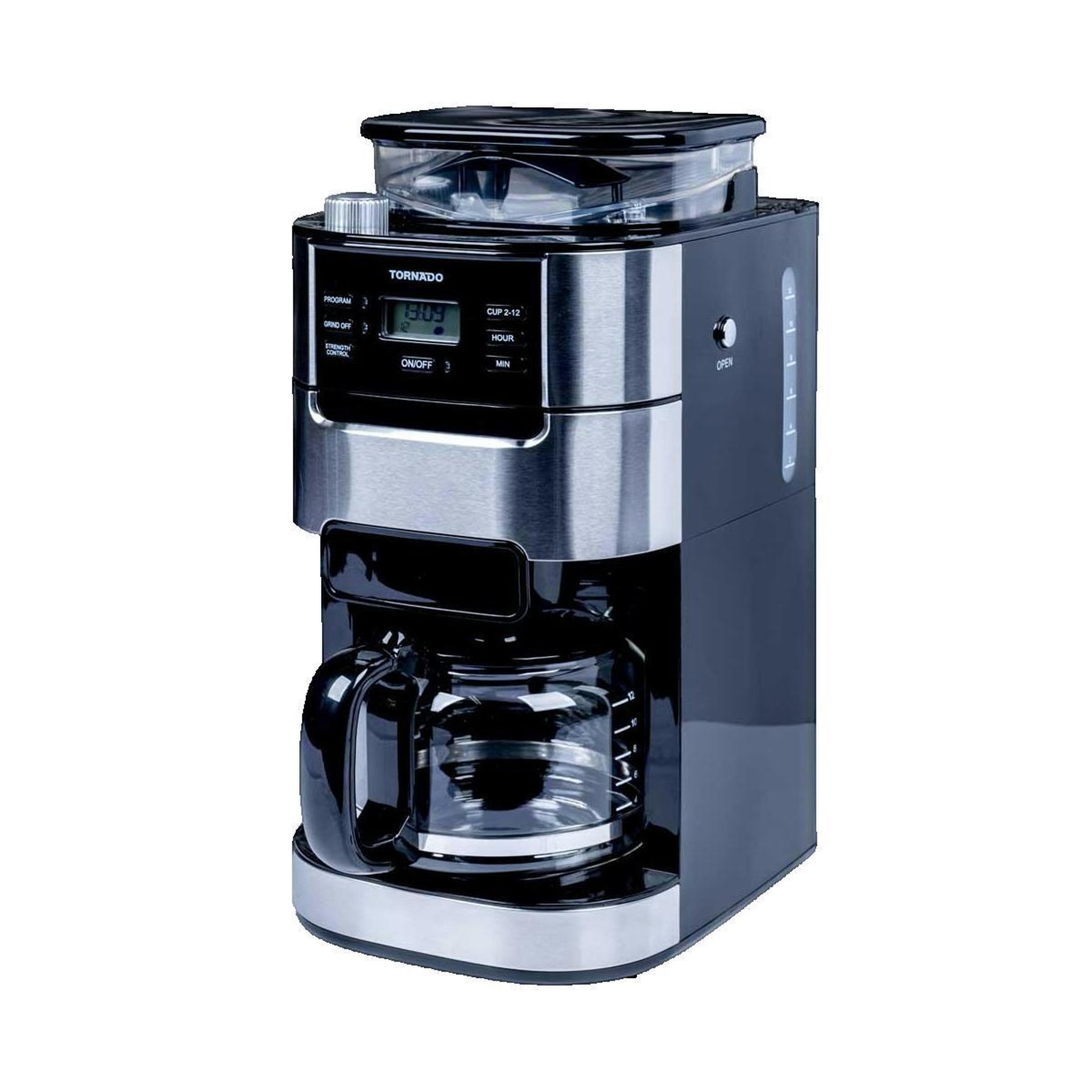 TORNADO Cafetière Tornado avec moulin intégré capacité 1,5 L