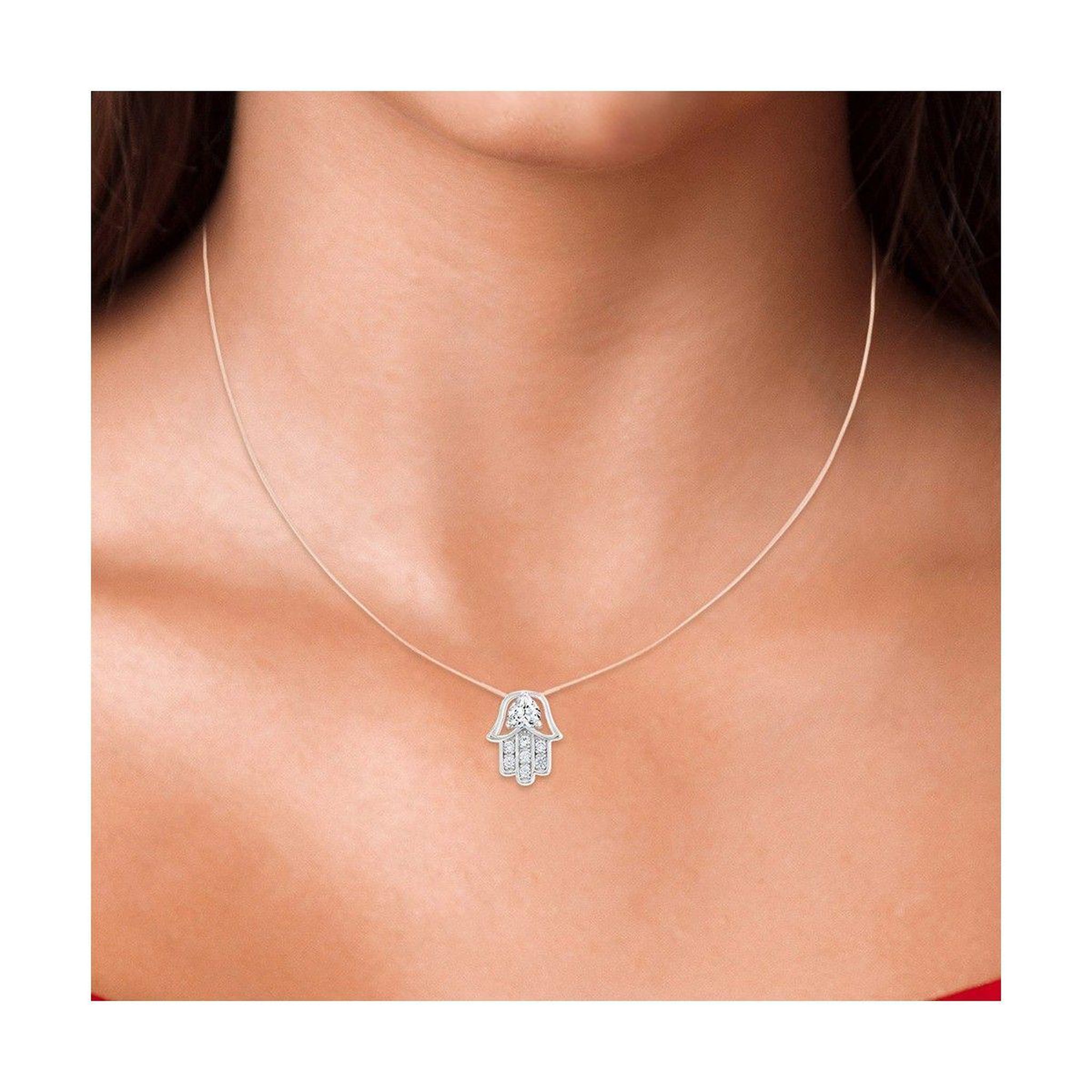 Voir la diapositive 2 : SC CRYSTAL Collier main de Fatma par SC Crystal orné de Cristaux scintillants